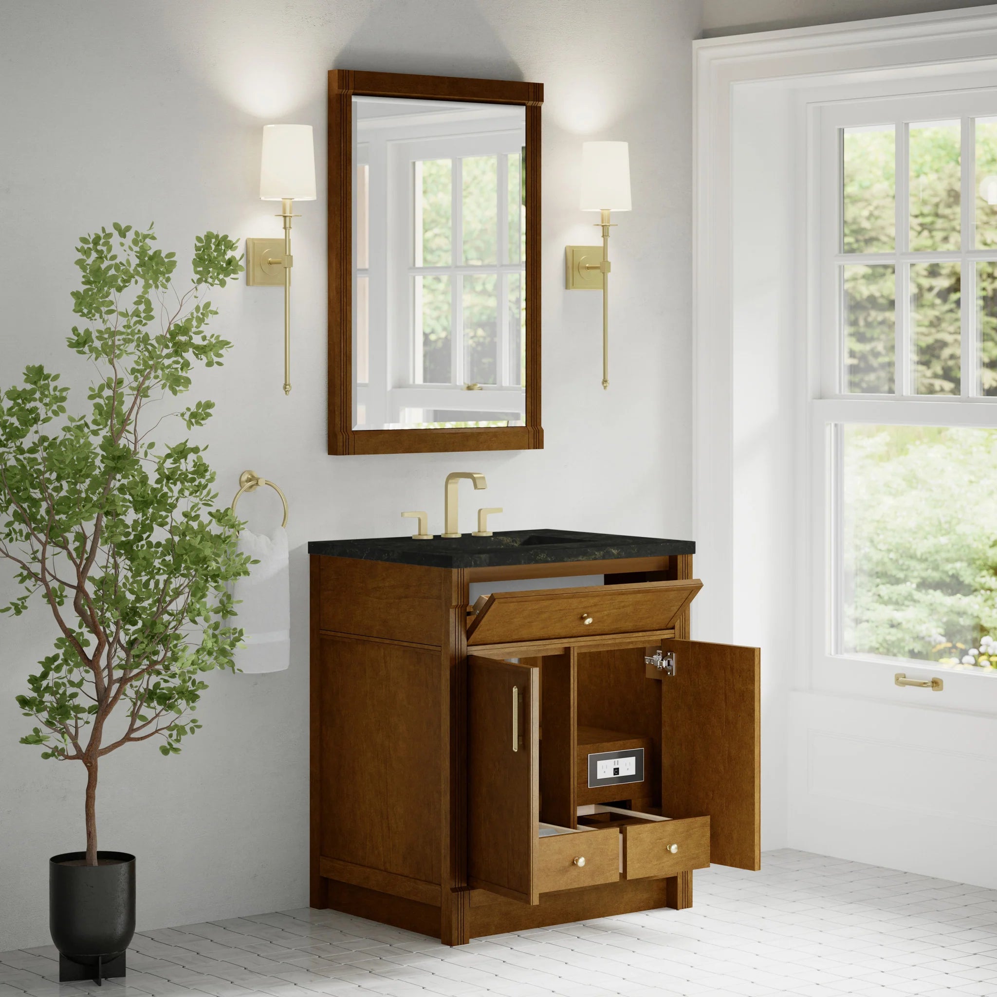 30" Bellshire Single Vanity in Honey Oak by James Martin Vanities-Phantome Eclos 3