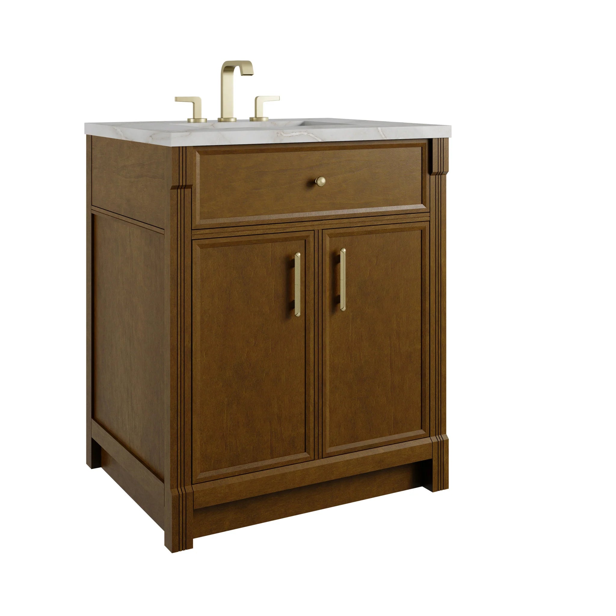 30" Bellshire Single Vanity in Honey Oak by James Martin Vanities-Victorian Silver Silestone 9
