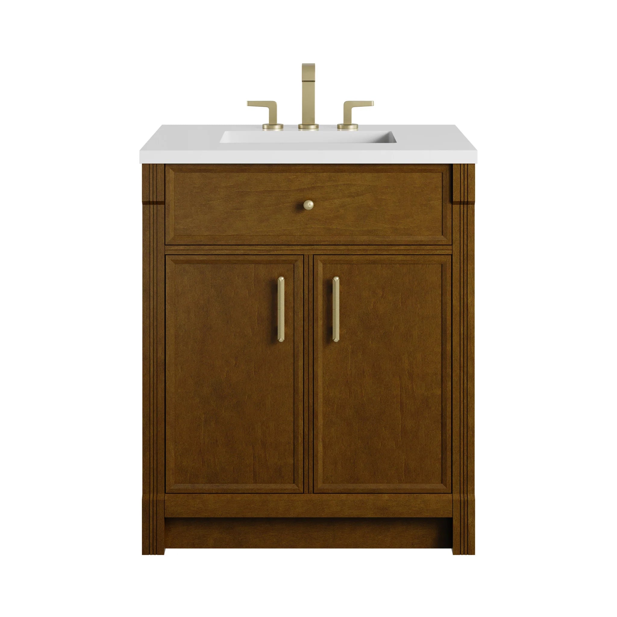 30" Bellshire Single Vanity in Honey Oak by James Martin Vanities-White Zeus Silestone 