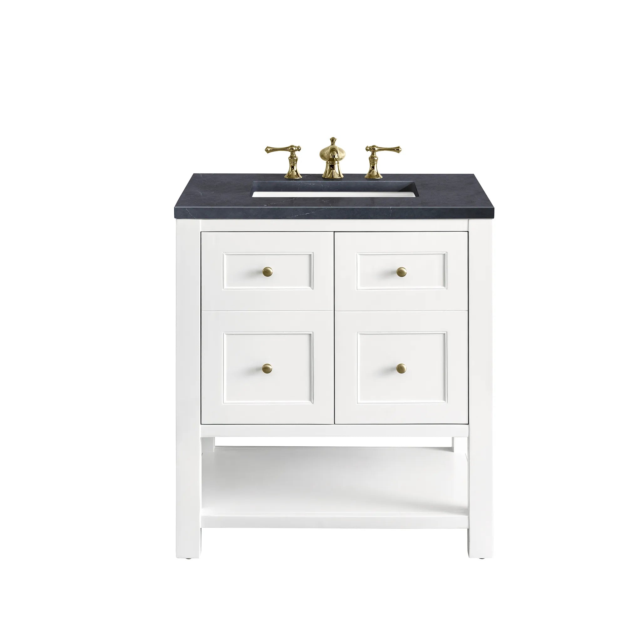 30" Breckenridge Single Vanity in Bright White-Charcoal Soapstone Silestone-8" Widespread image