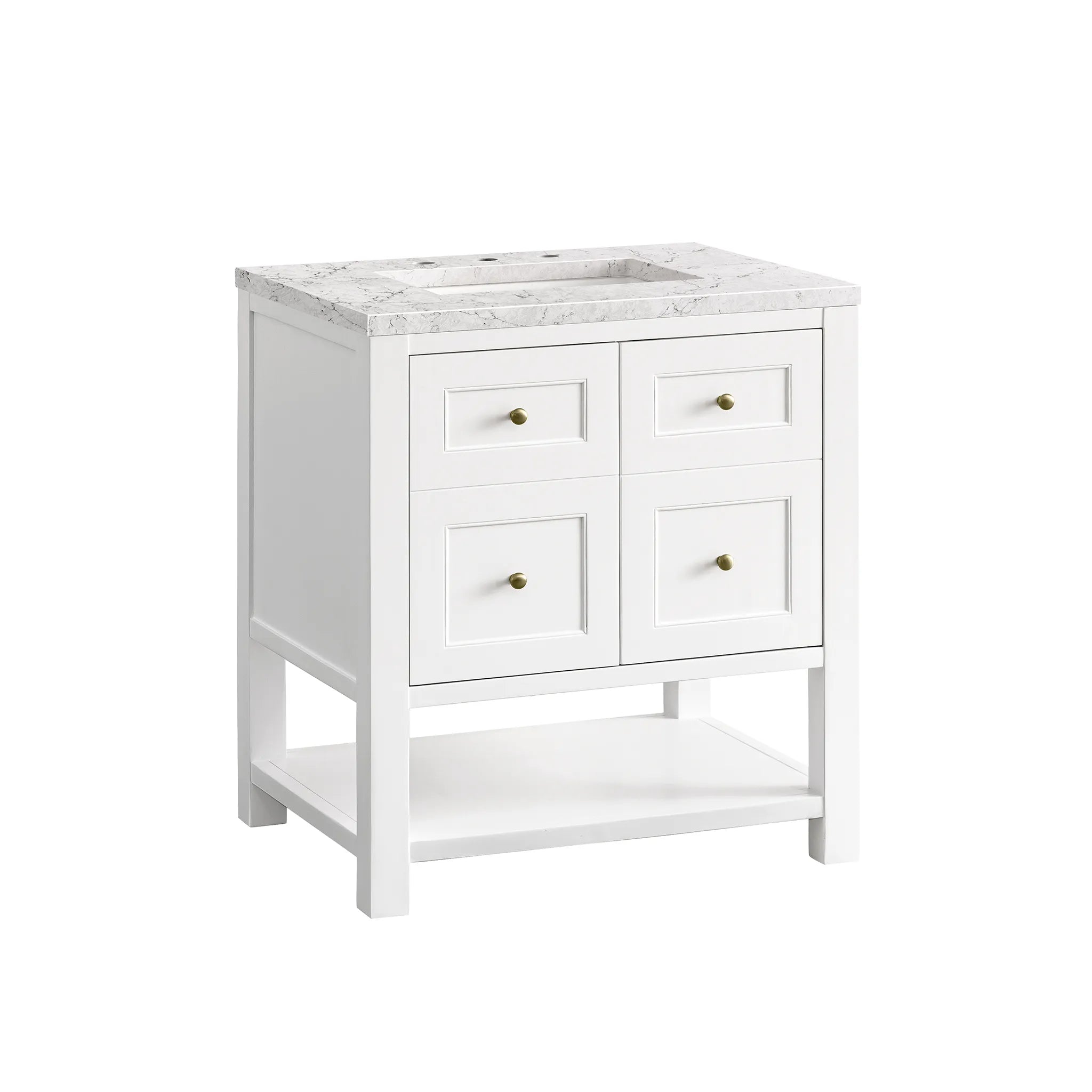 30" Breckenridge Single Vanity in Bright White-Eternal Jasmine Pearl Silestone-8" Widespread image 2