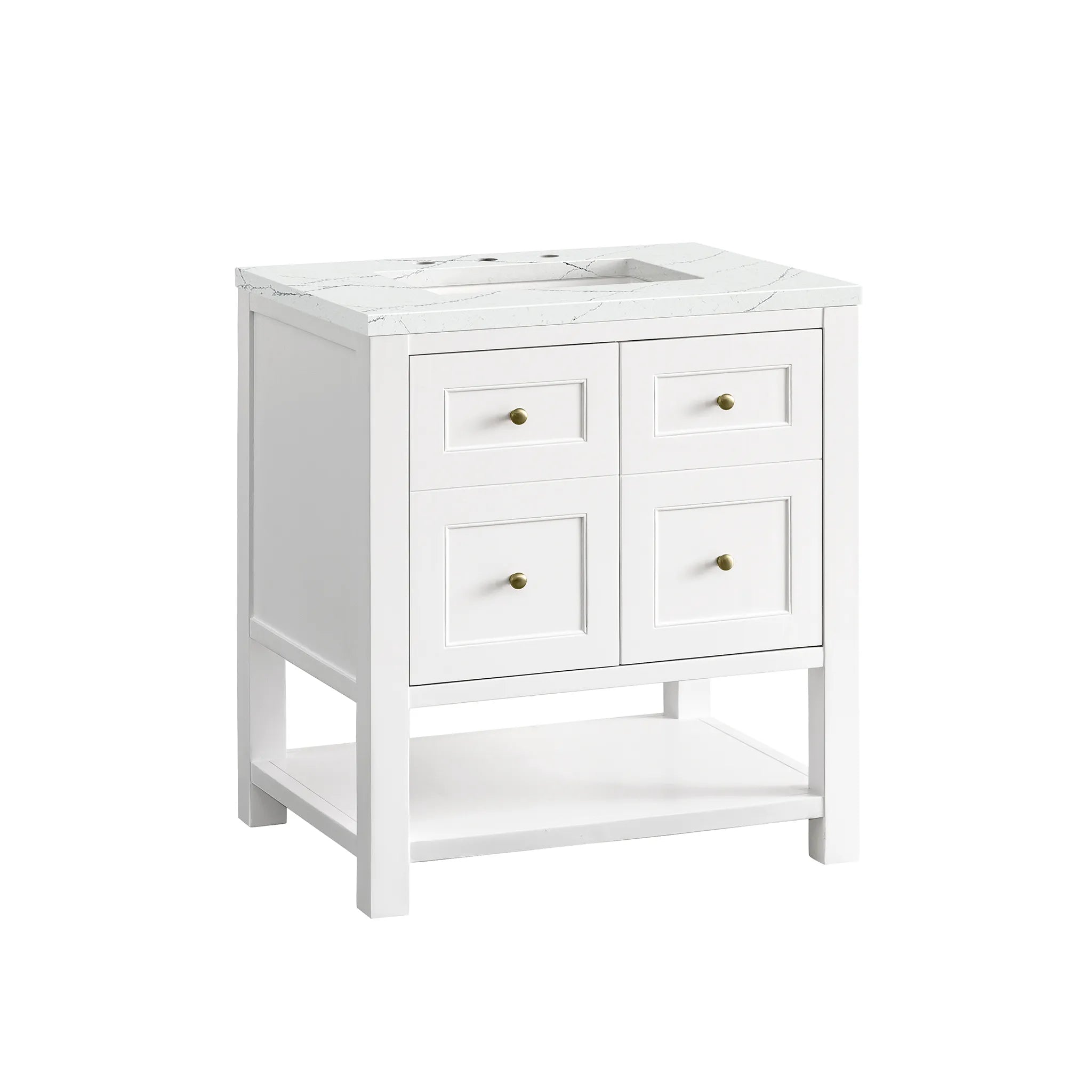 30" Breckenridge Single Vanity in Bright White-Ethereal Noctis Silestone-8" Widespread image 5