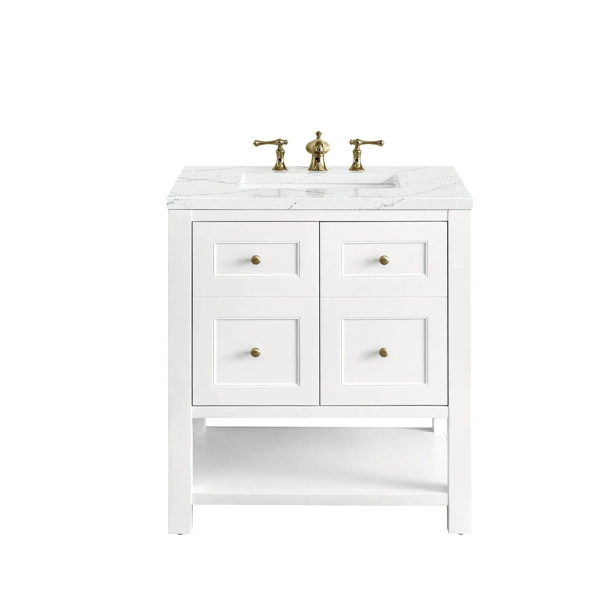 30" Breckenridge Single Vanity in Bright White-Ethereal Noctis Silestone-8" Widespread image