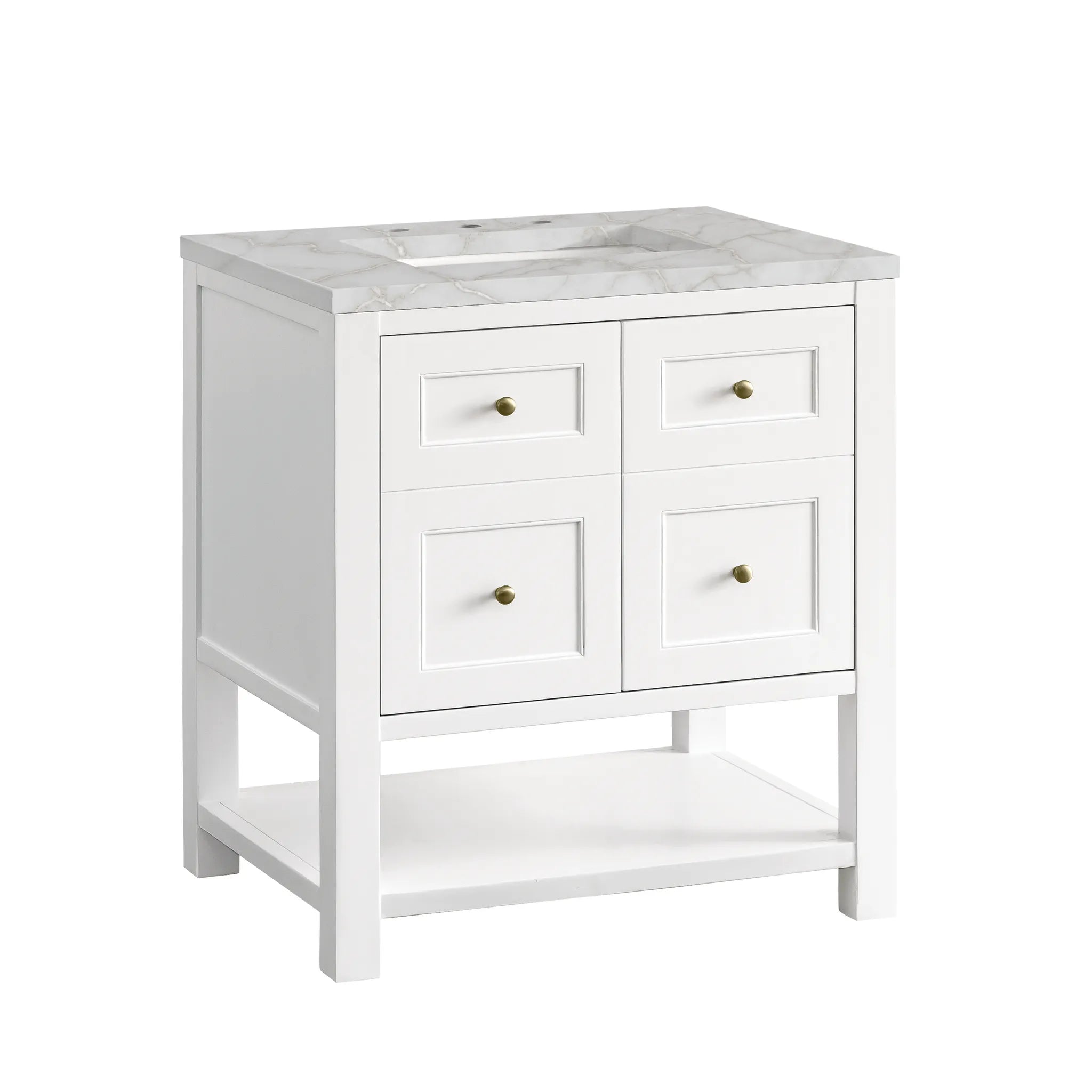 30" Breckenridge Single Vanity in Bright White-Victorian Silver Silestone-8" Widespread image 5