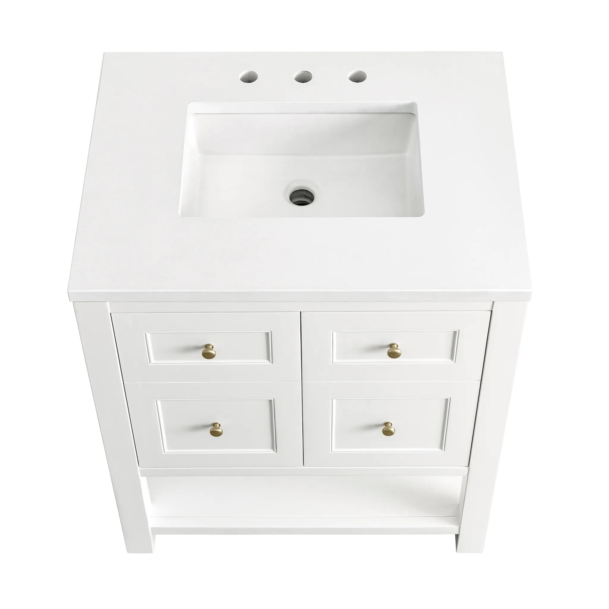 30" Breckenridge Single Vanity in Bright White-White Zeus Silestone-8" Widespread image 5