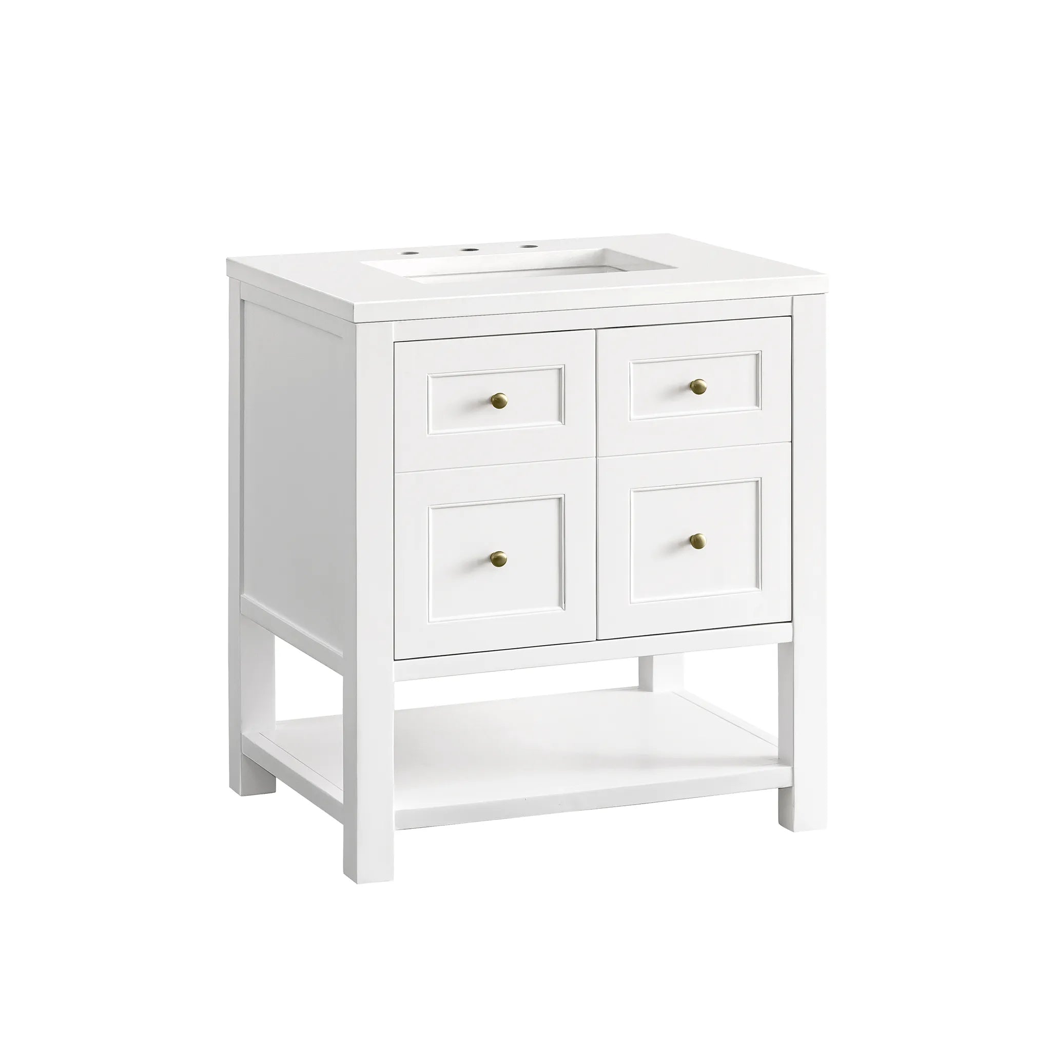 30" Breckenridge Single Vanity in Bright White-White Zeus Silestone-8" Widespread image 8