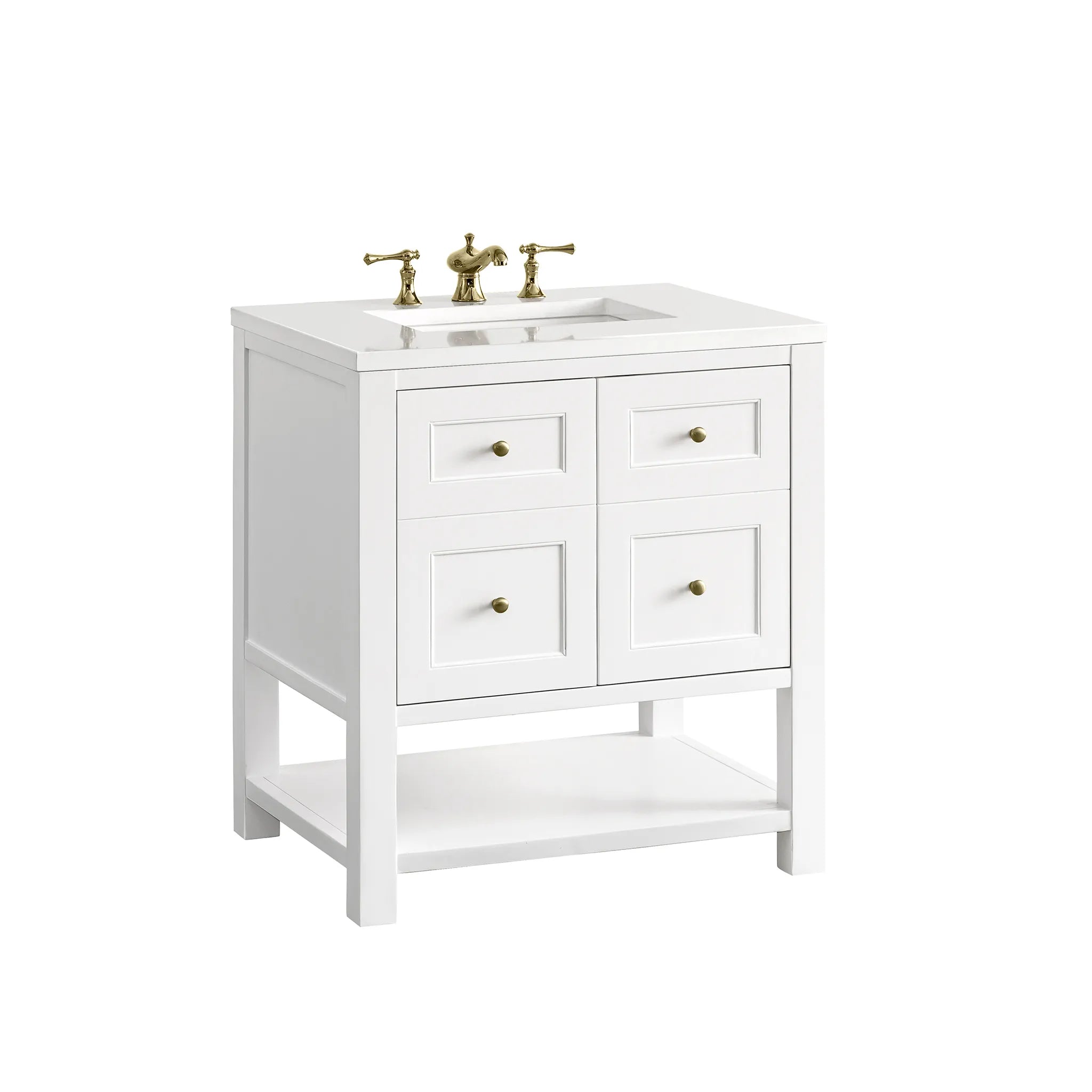 30" Breckenridge Single Vanity in Bright White-White Zeus Silestone-8" Widespread image 9