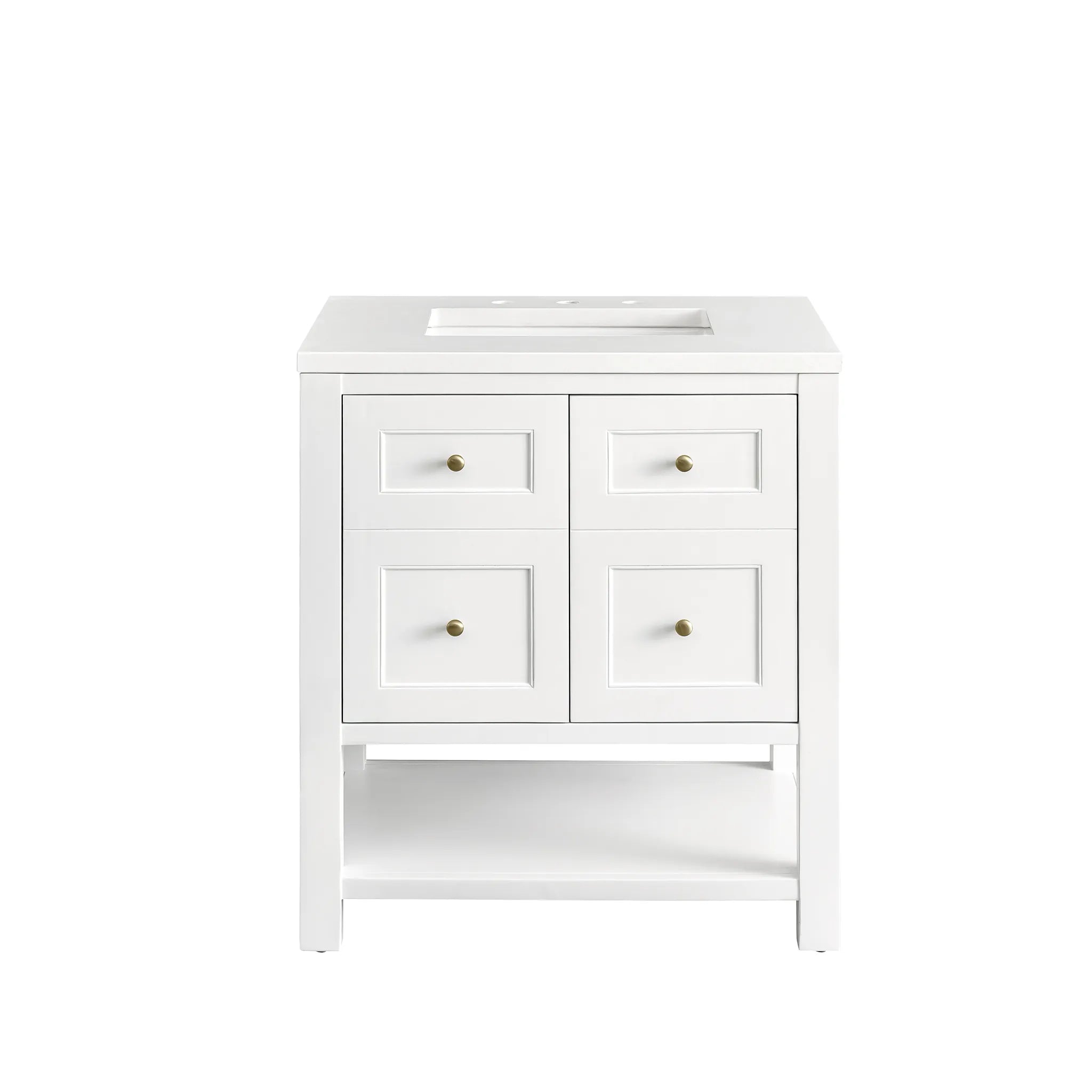 30" Breckenridge Single Vanity in Bright White-White Zeus Silestone-8" Widespread image