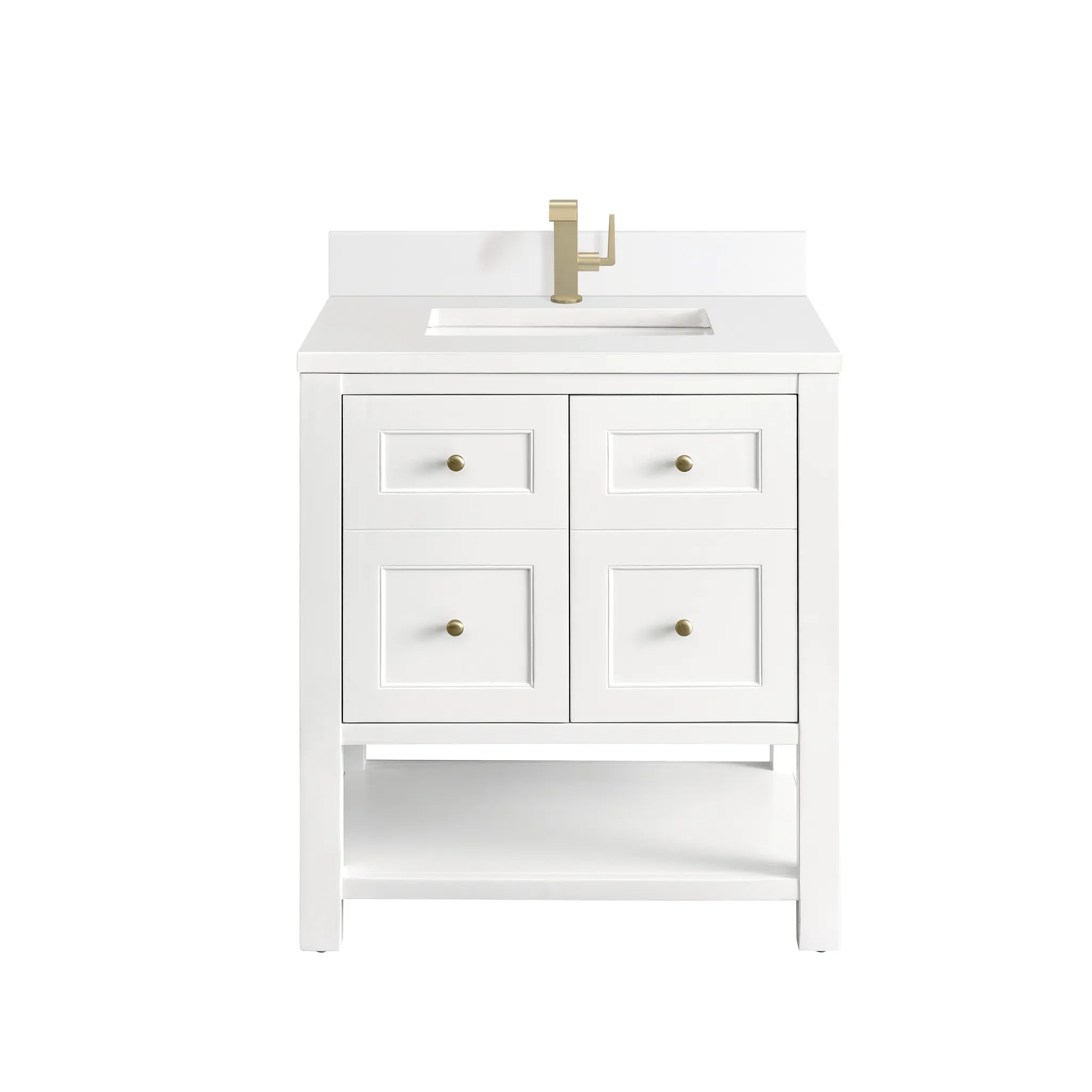 30" Breckenridge Single Vanity in Bright White-White Zeus Silestone & Backsplash-Single Hole image