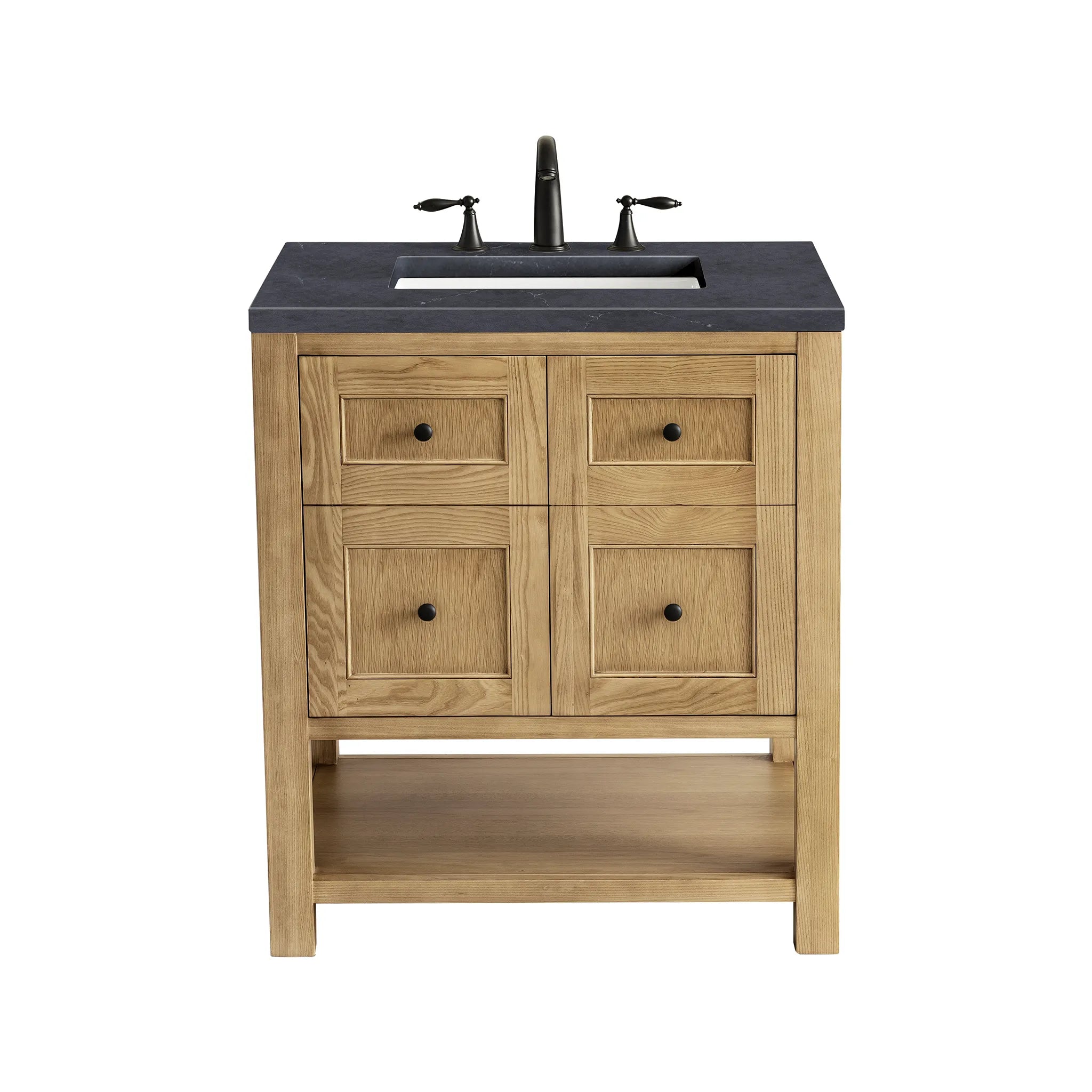30" Breckenridge Single Vanity in Light Natural Oak-Charcoal Soapstone Silestone-8" Widespread image