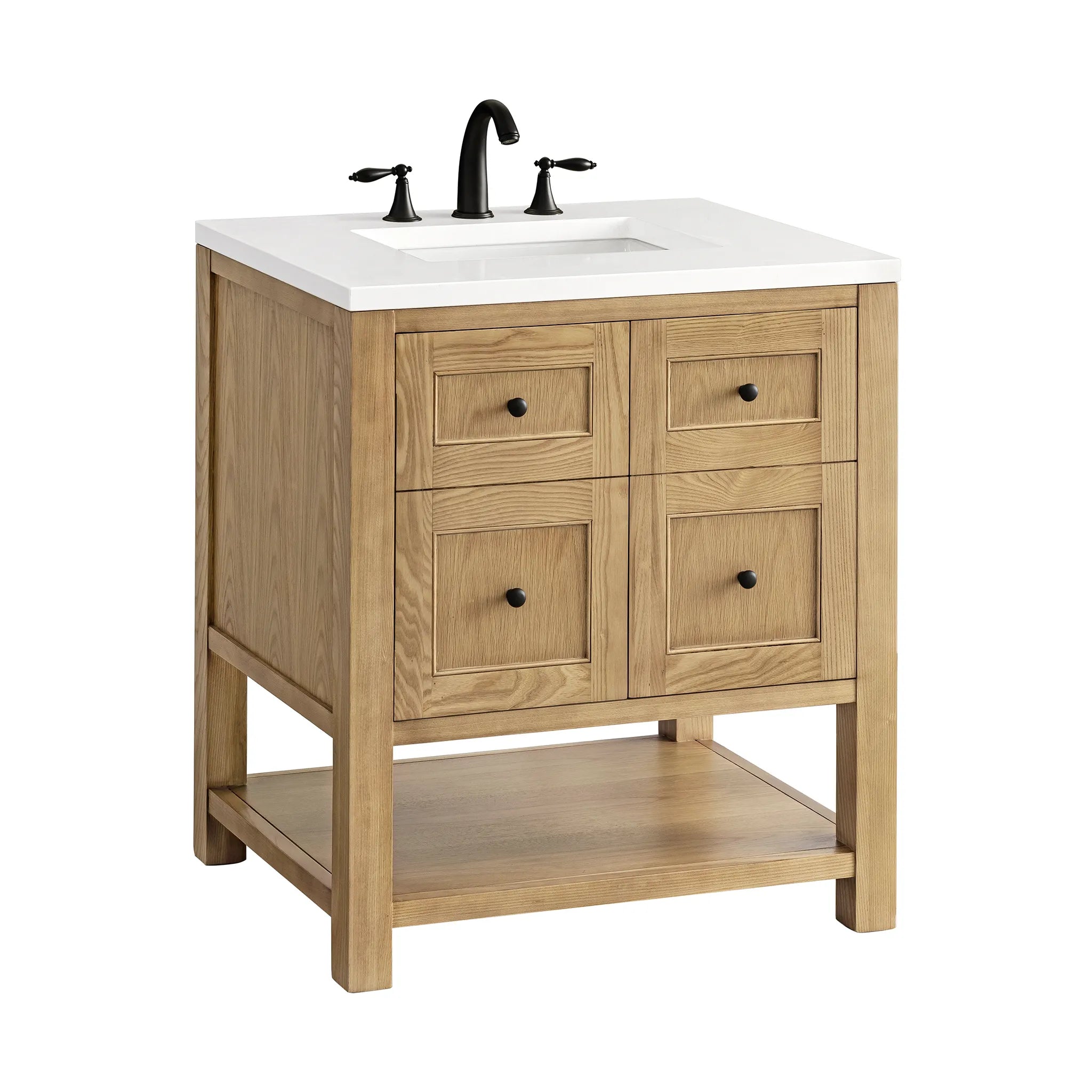 30" Breckenridge Single Vanity in Light Natural Oak-White Zeus Silestone-8" Widespread image 9