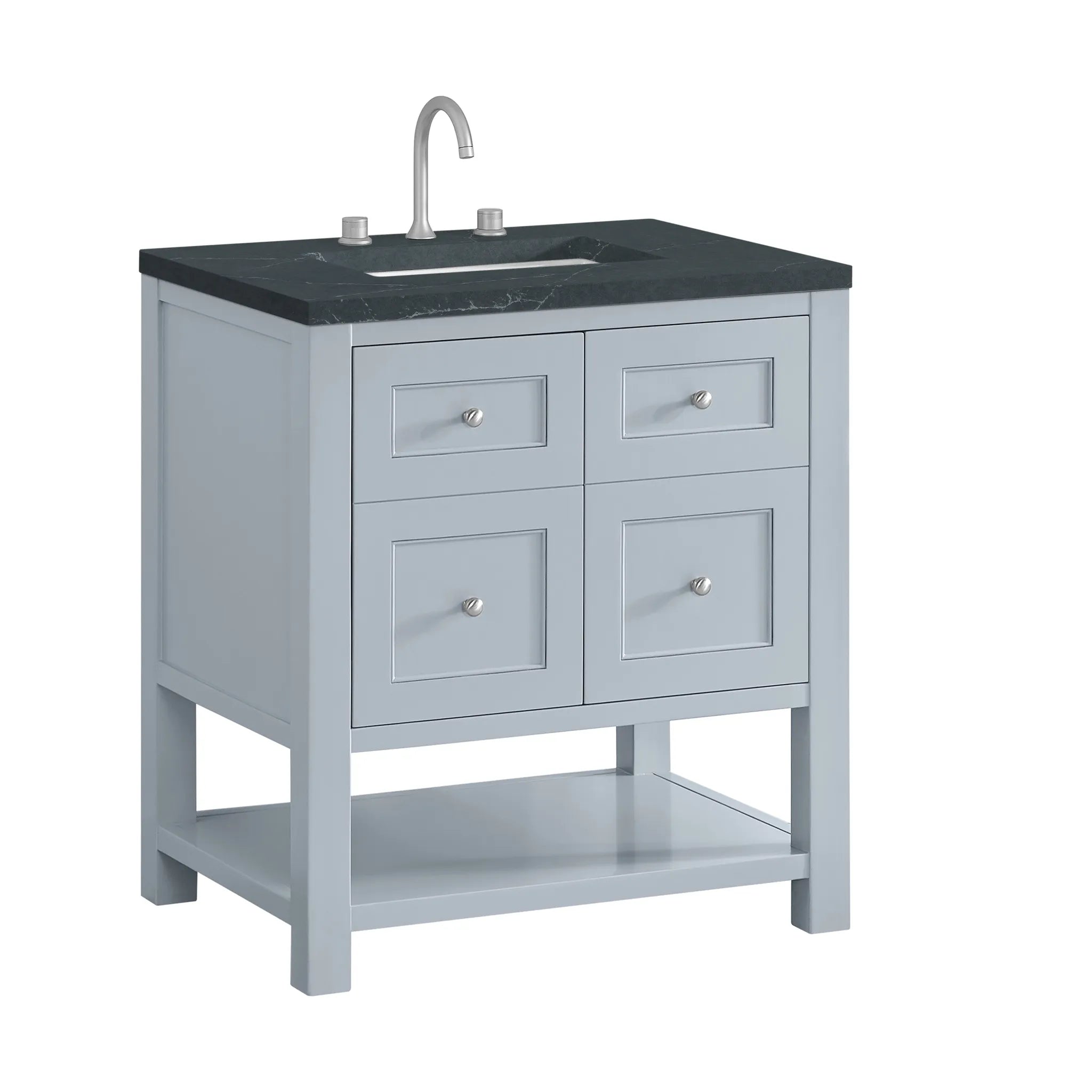 30" Breckenridge Single Vanity in Serenity Blue-Charcoal Soapstone Silestone-8" Widespread image 9