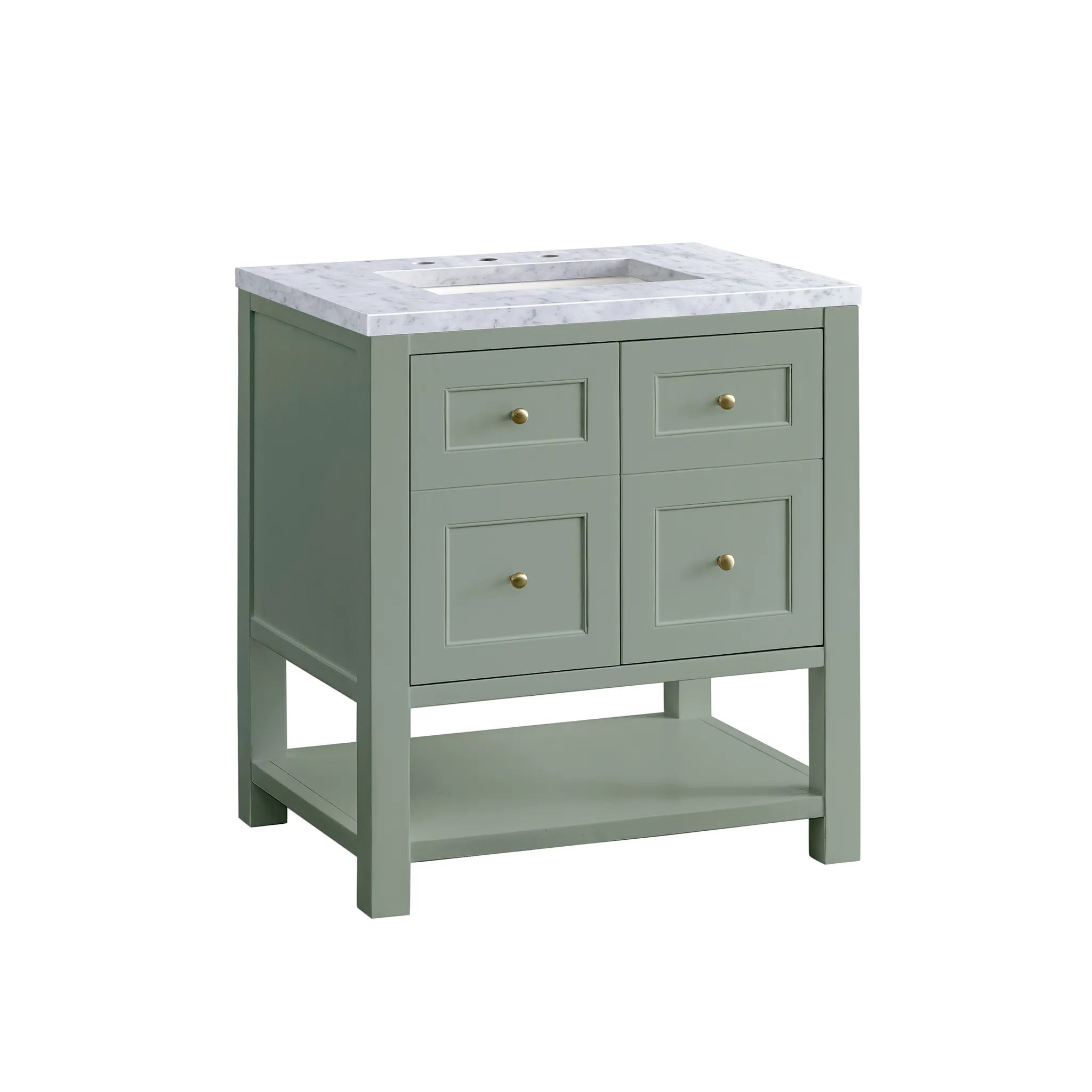 30" Breckenridge Single Vanity in Smokey Celadon-Carrara White Marble-8" Widespread image 5