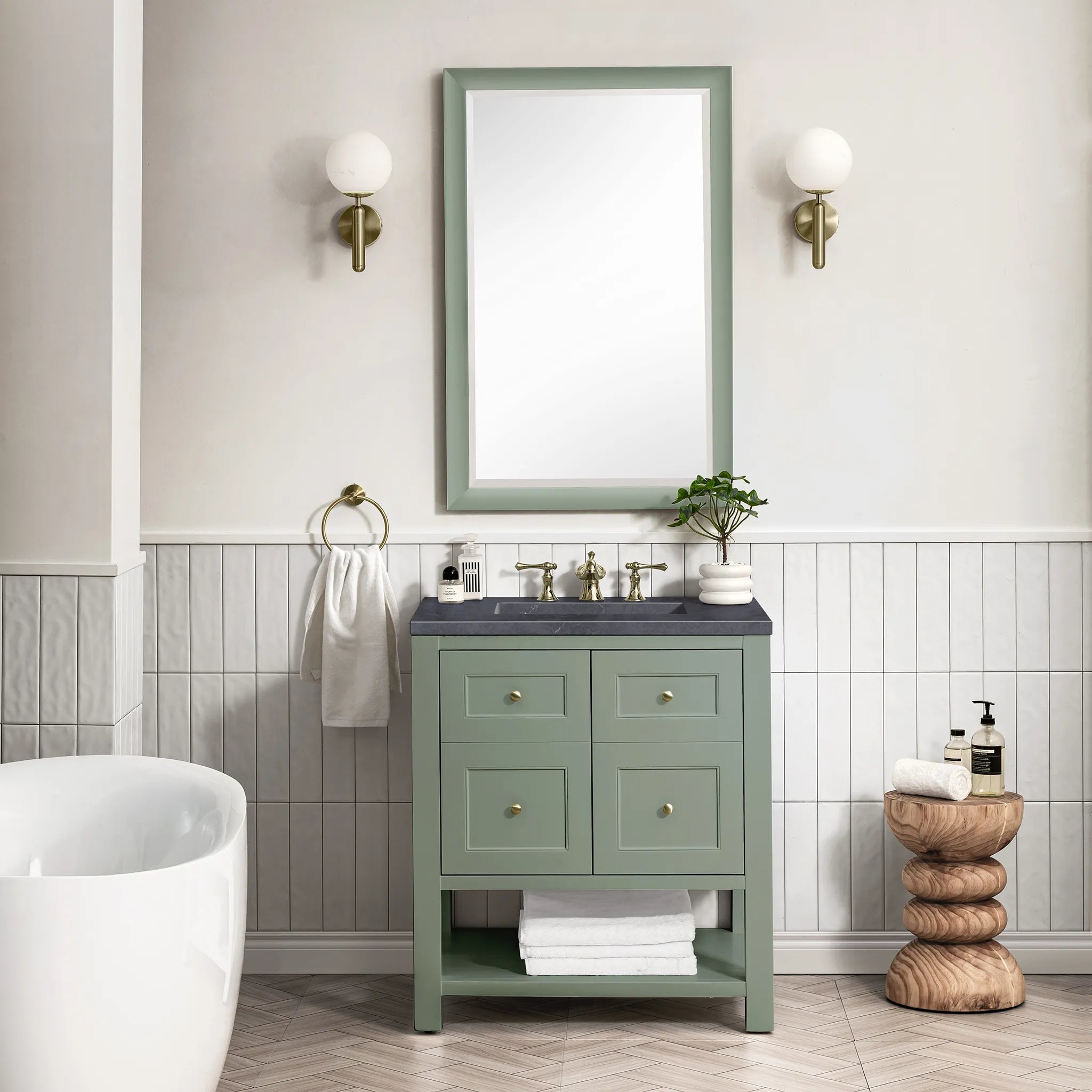 30" Breckenridge Single Vanity in Smokey Celadon-Charcoal Soapstone Silestone-8" Widespread image 1
