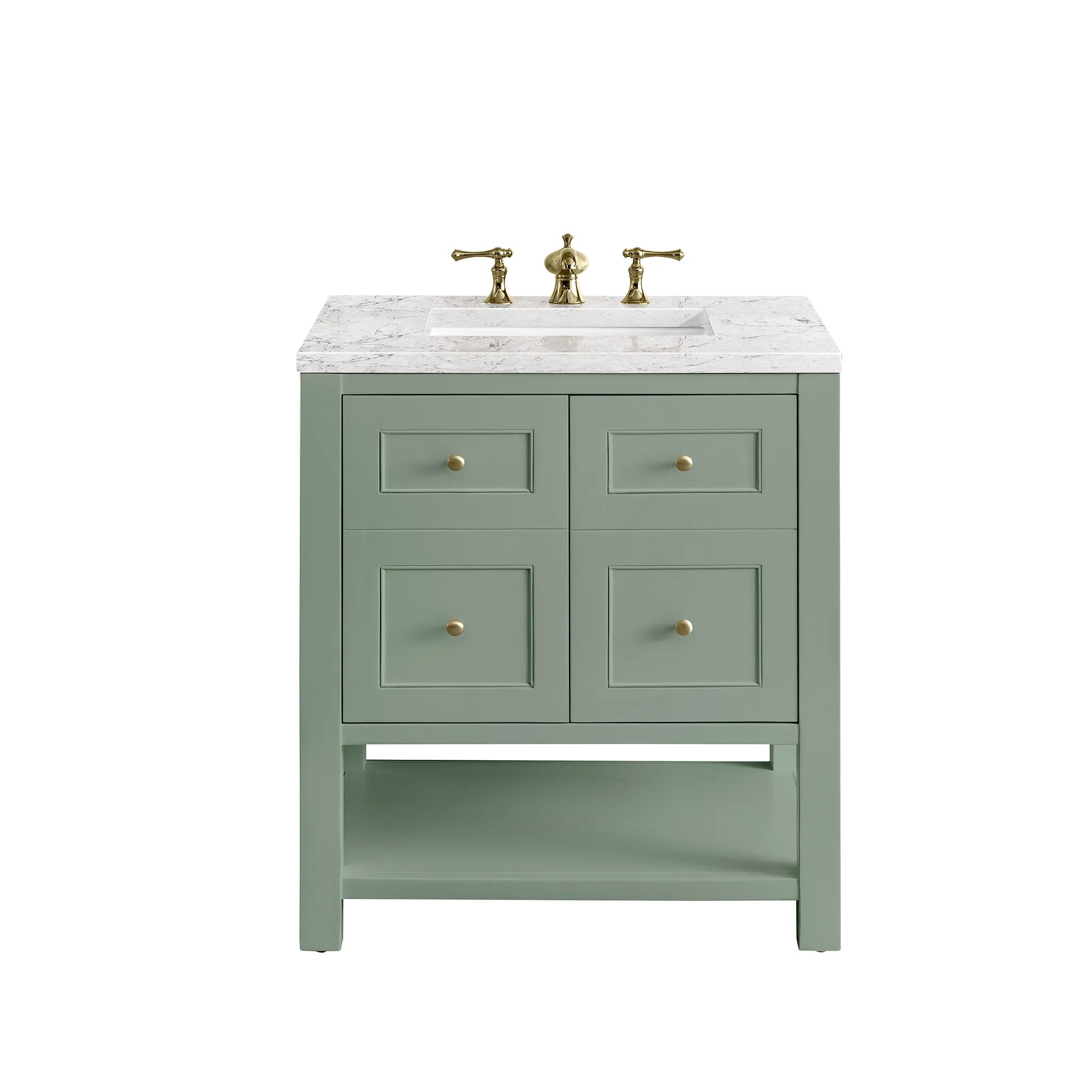 30" Breckenridge Single Vanity in Smokey Celadon-Eternal Jasmine Pearl Silestone-8" Widespread image