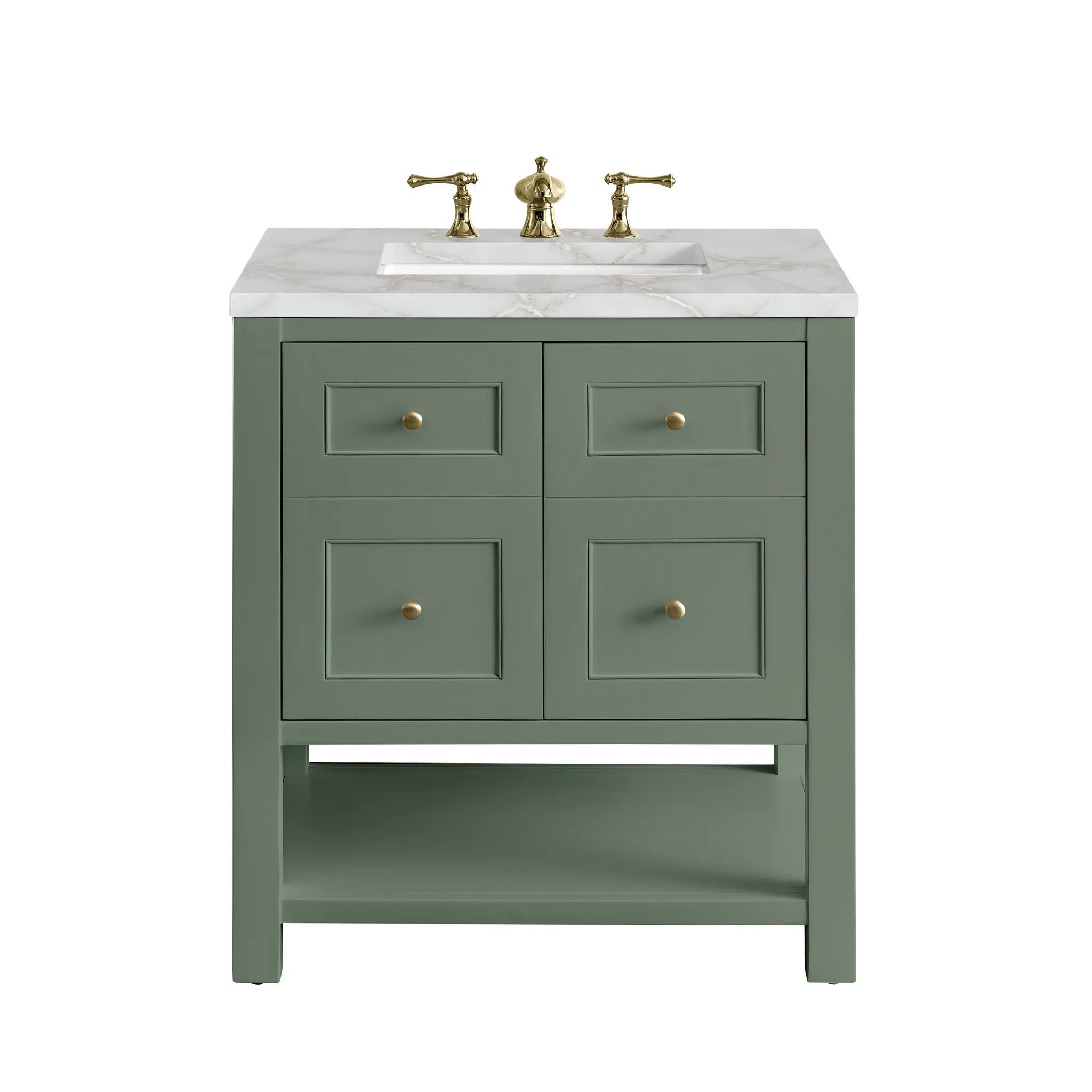 30" Breckenridge Single Vanity in Smokey Celadon-Victorian Silver Silestone-8" Widespread image