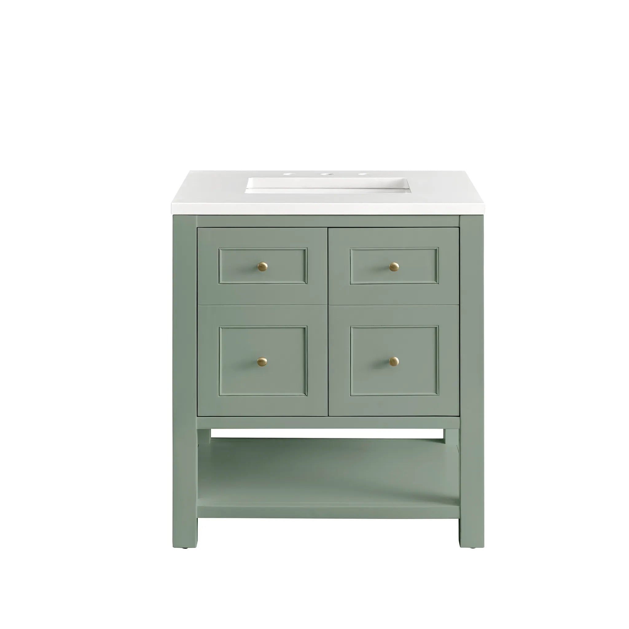 30" Breckenridge Single Vanity in Smokey Celadon-White Zeus Silestone-8" Widespread image