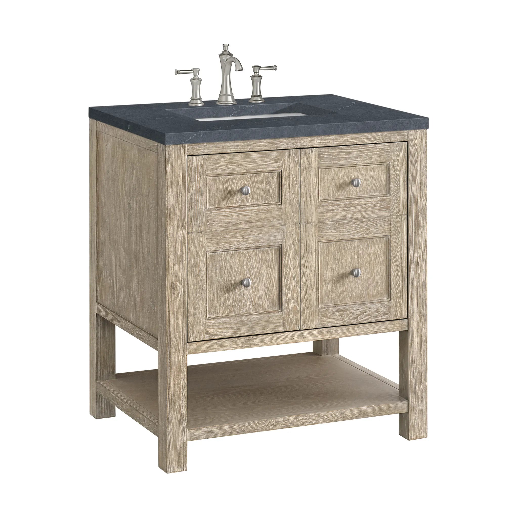 30" Breckenridge Single Vanity in Whitewashed Oak-Charcoal Soapstone Silestone-8" Widespread image 8