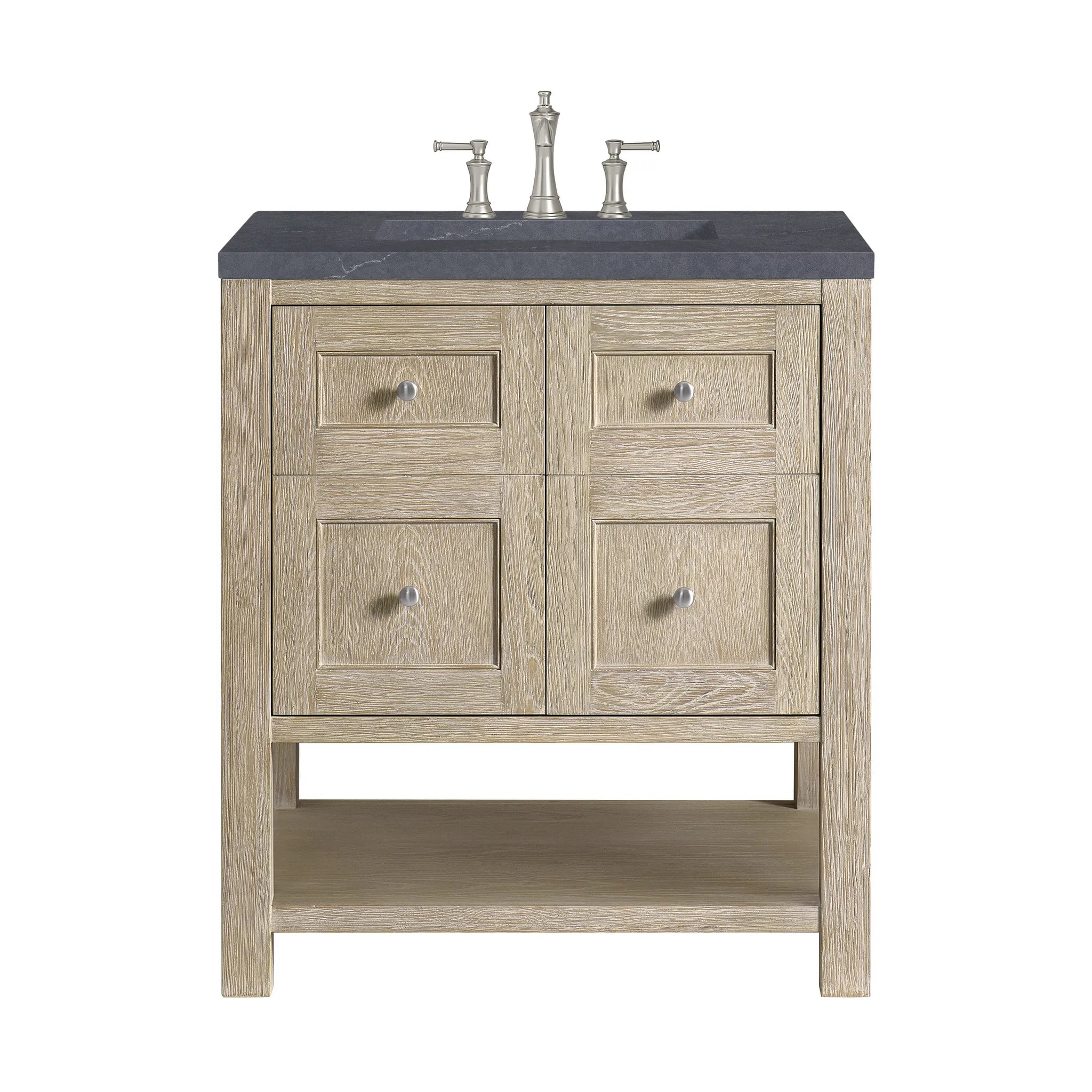 30" Breckenridge Single Vanity in Whitewashed Oak-Charcoal Soapstone Silestone-8" Widespread image