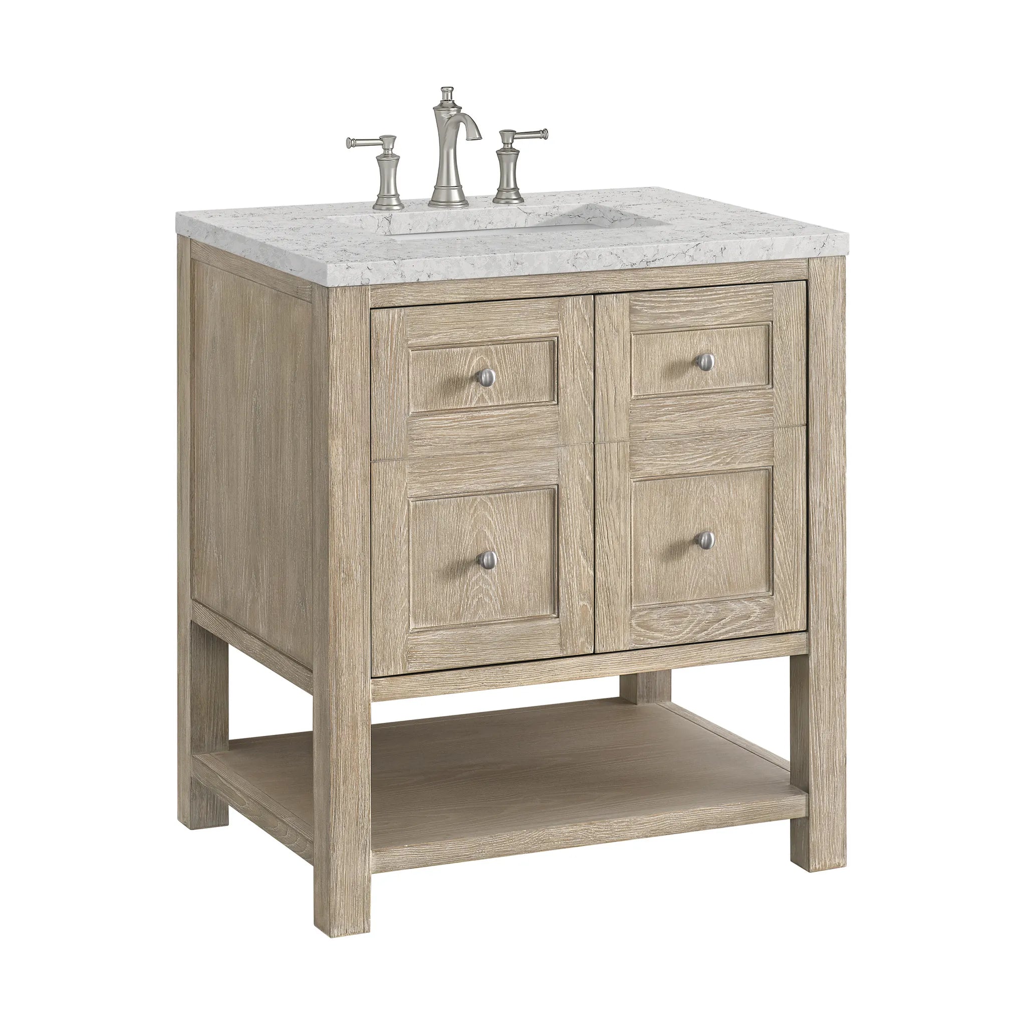 30" Breckenridge Single Vanity in Whitewashed Oak-Eternal Jasmine Pearl Silestone-8" Widespread image 8