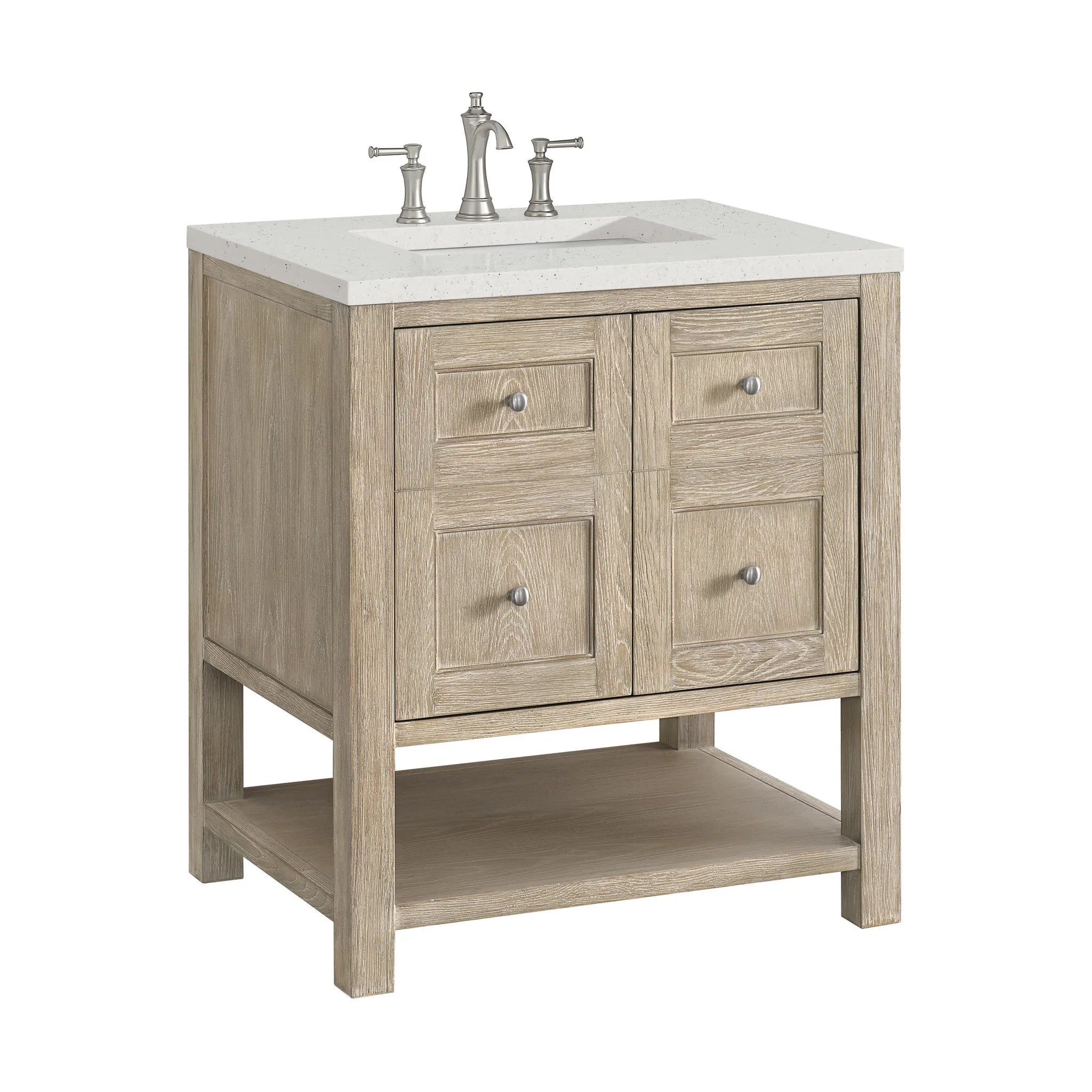 30" Breckenridge Single Vanity in Whitewashed Oak-Lime Delight Silestone-8" Widespread image 8