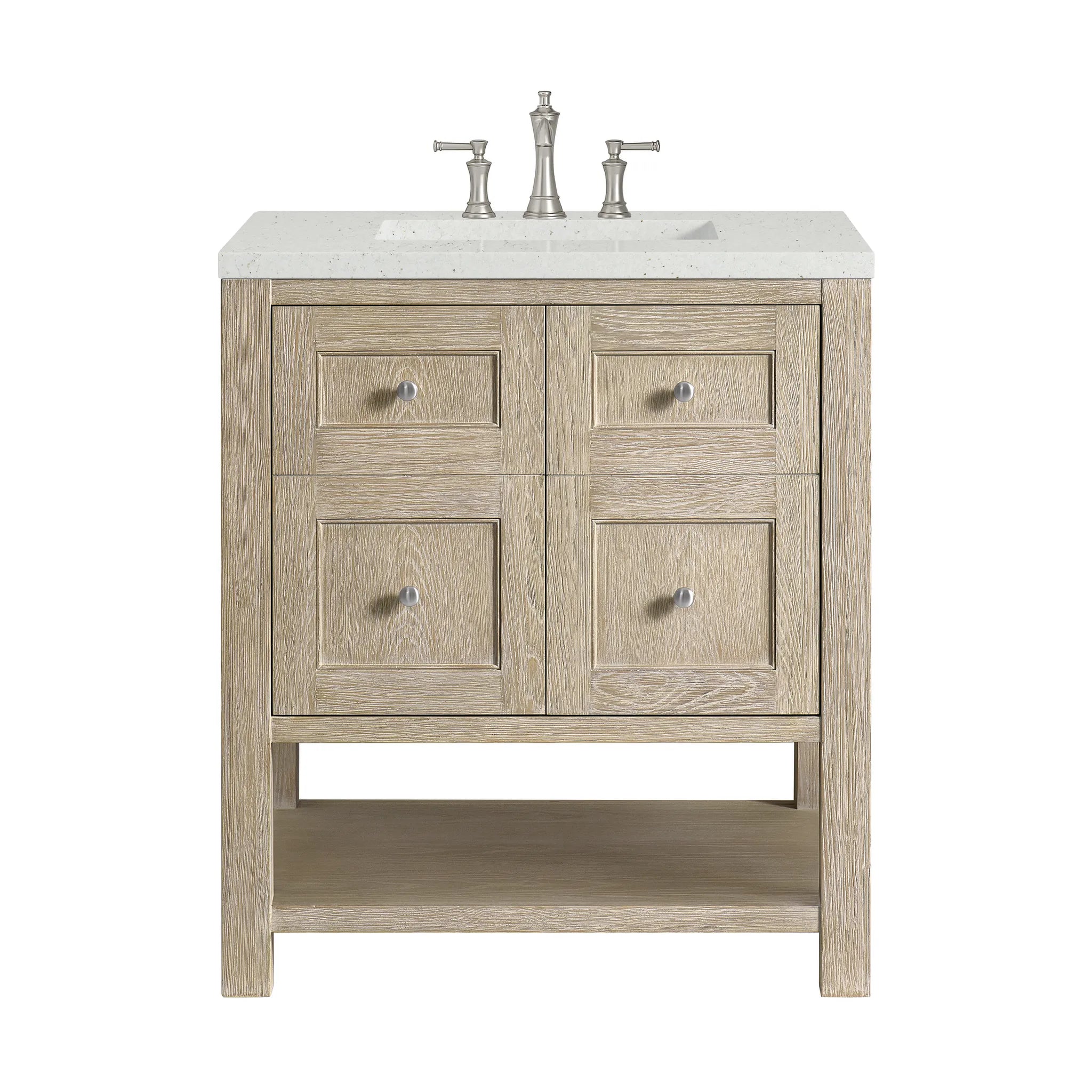 30" Breckenridge Single Vanity in Whitewashed Oak-Lime Delight Silestone-8" Widespread image
