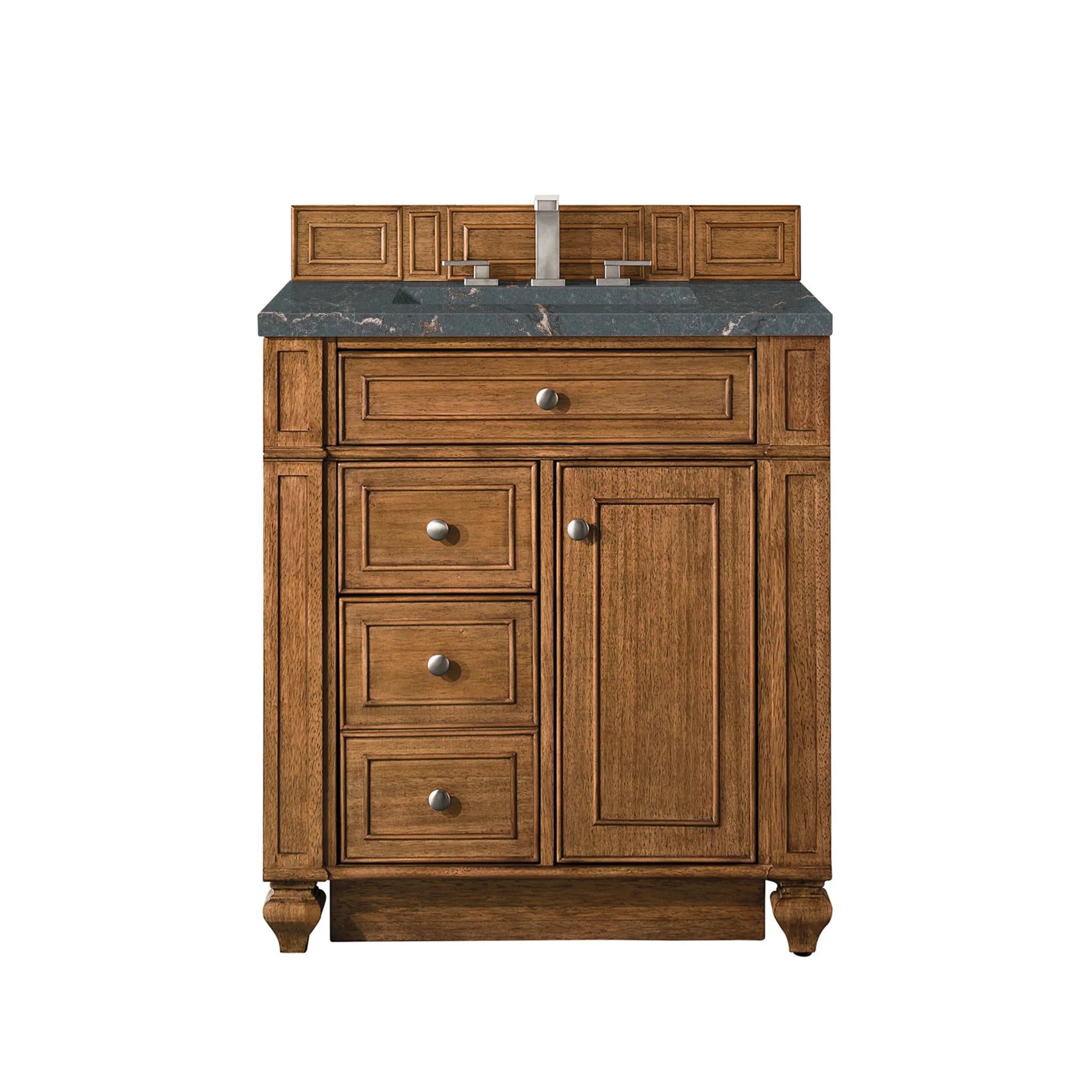 30" Bristol Single Vanity in Saddle Brown-Parisien Bleu Silestone-8" Widespread image
