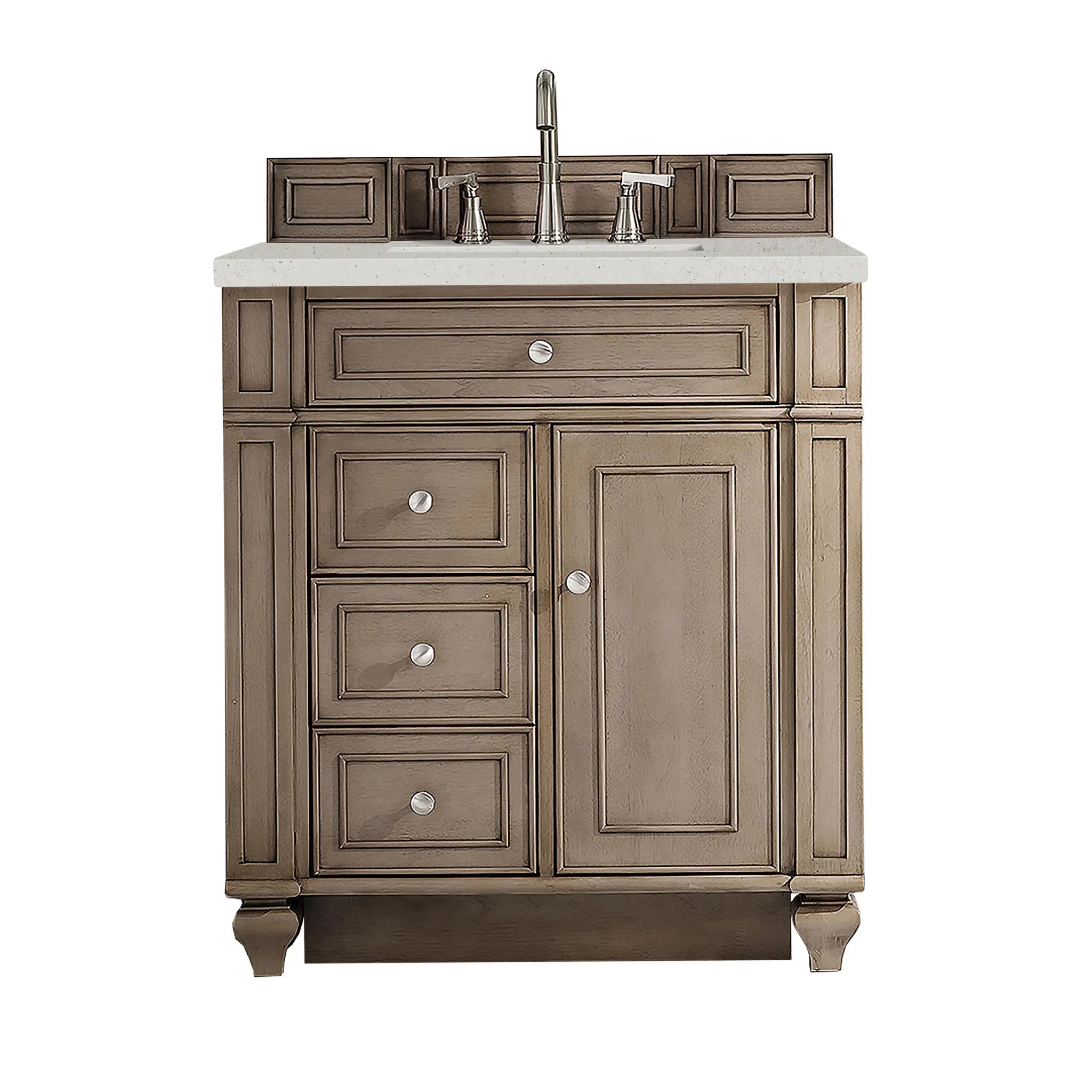 30" Bristol Single Vanity in Whitewashed Walnut-Lime Delight Silestone-8" Widespread image