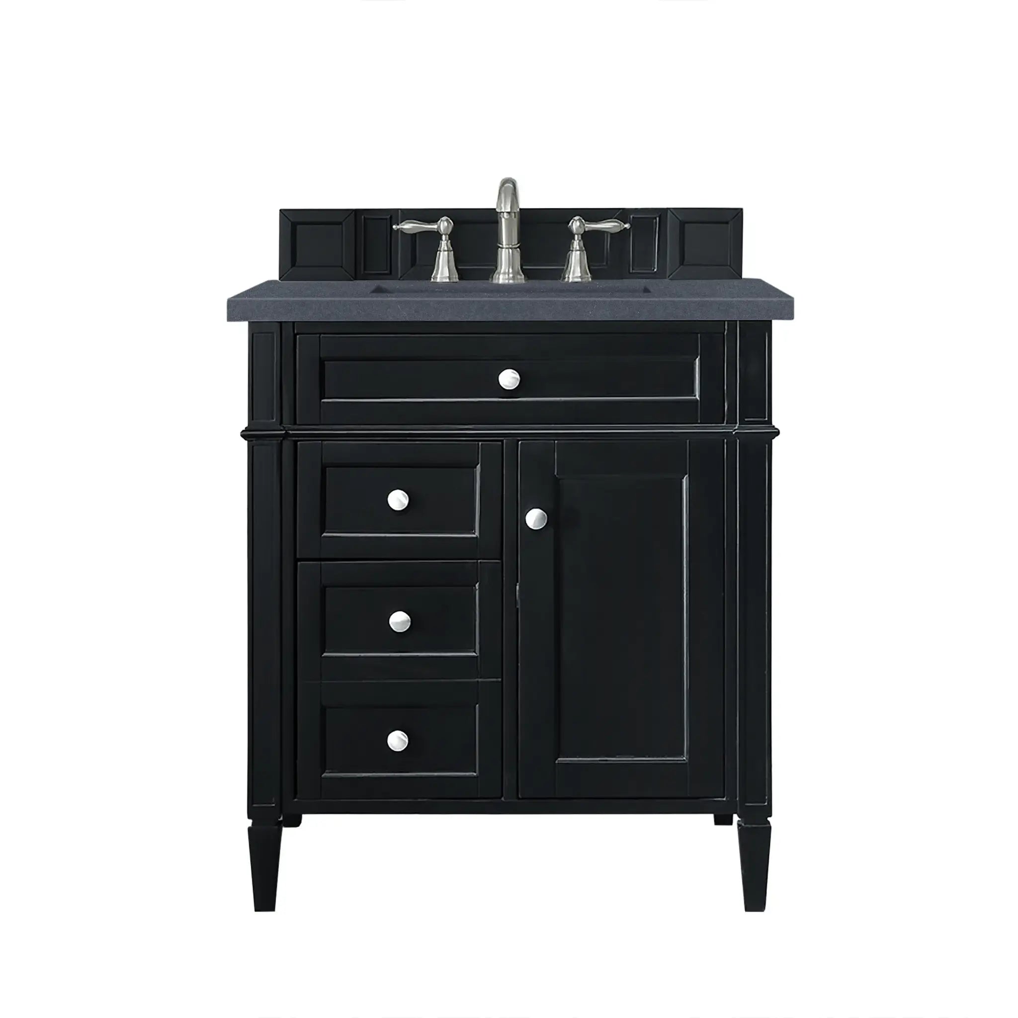 30" Brittany Single Vanity in Black Onyx-Charcoal Soapstone Silestone-8" Widespread image