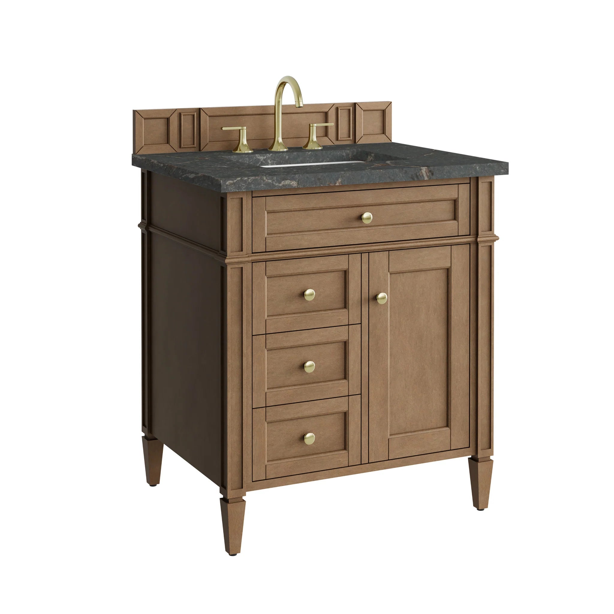 30" Brittany Single Vanity in Pecan by James Martin Vanities-Parisien Bleu Silestone 10