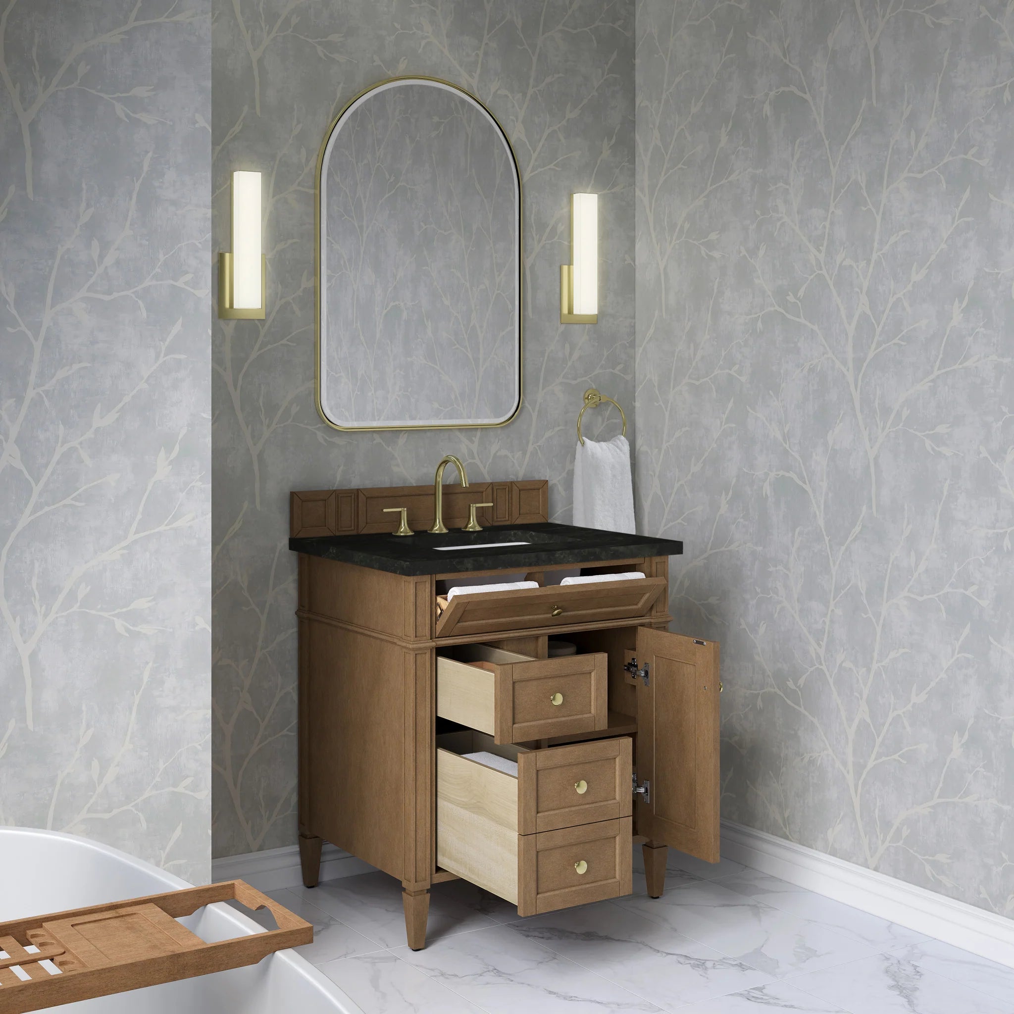 30" Brittany Single Vanity in Pecan by James Martin Vanities-Phantome Eclos 3