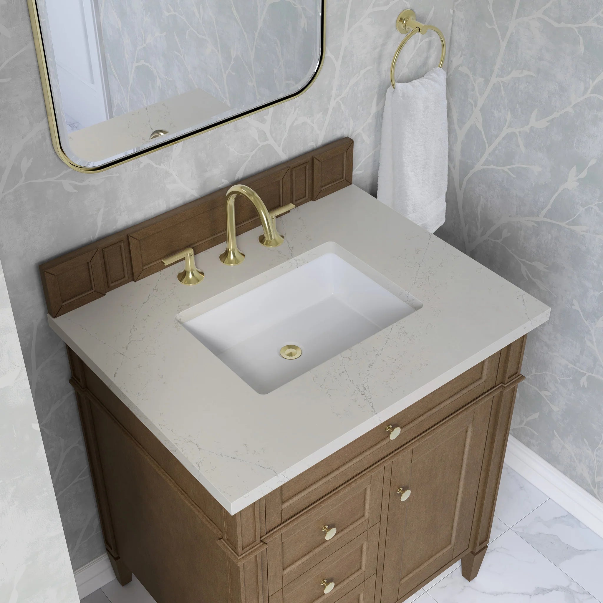 30" Brittany Single Vanity in Pecan by James Martin Vanities-Siberian Silestone 6