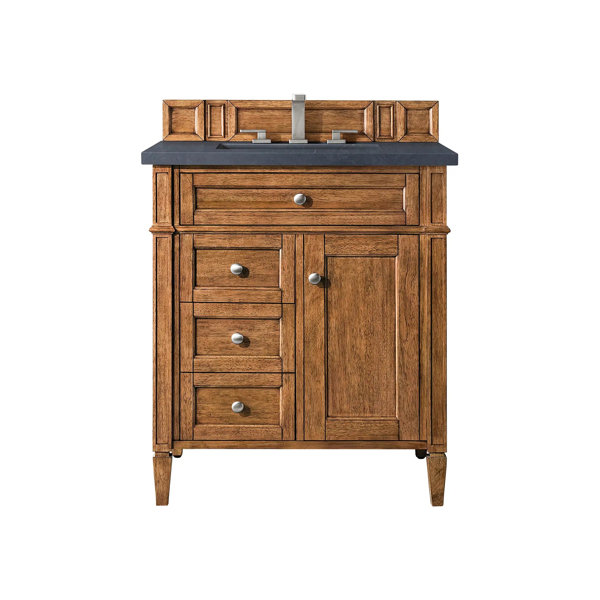 30" Brittany Single Vanity in Saddle Brown-Charcoal Soapstone Silestone-8" Widespread image