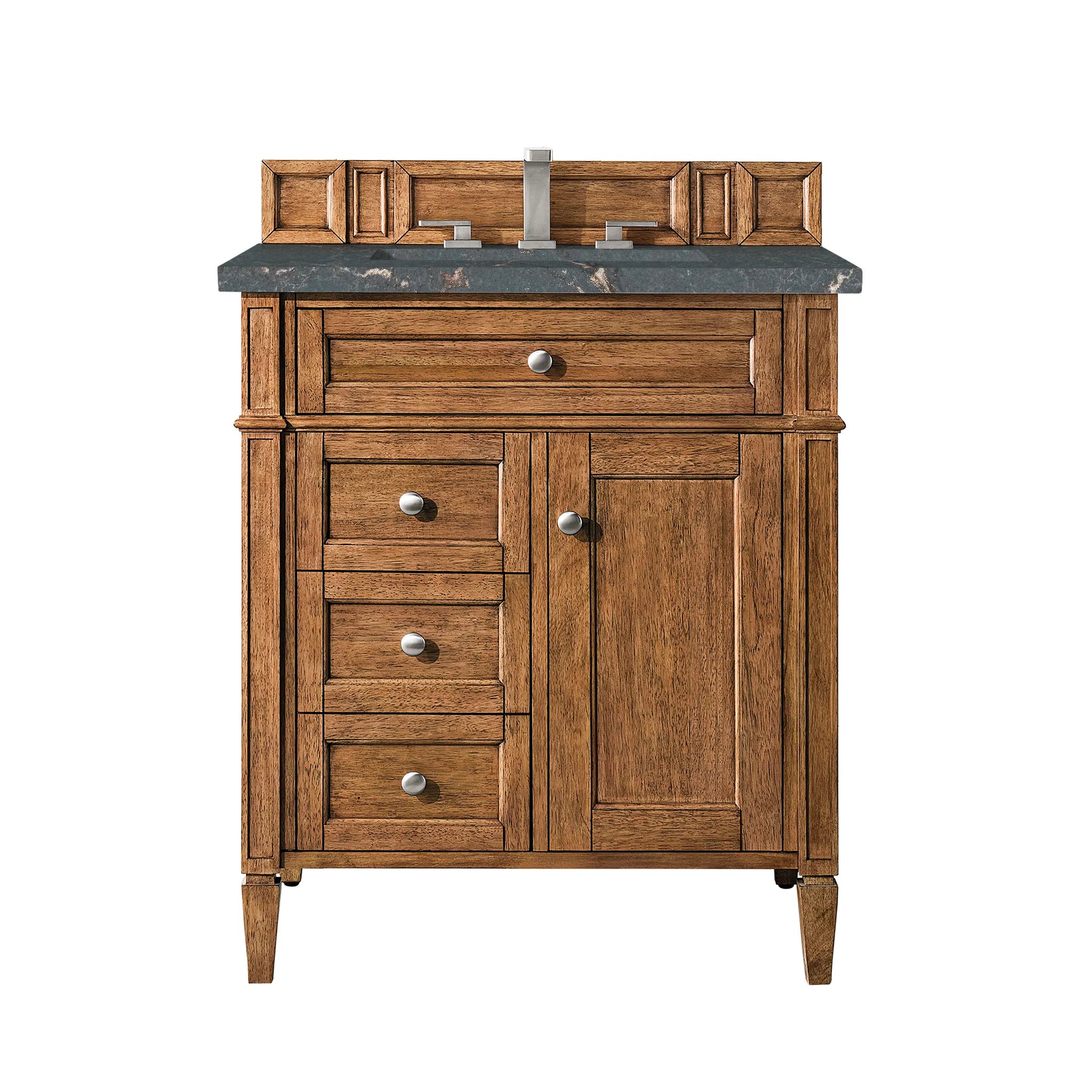 30" Brittany Single Vanity in Saddle Brown-Parisien Bleu Silestone-8" Widespread image