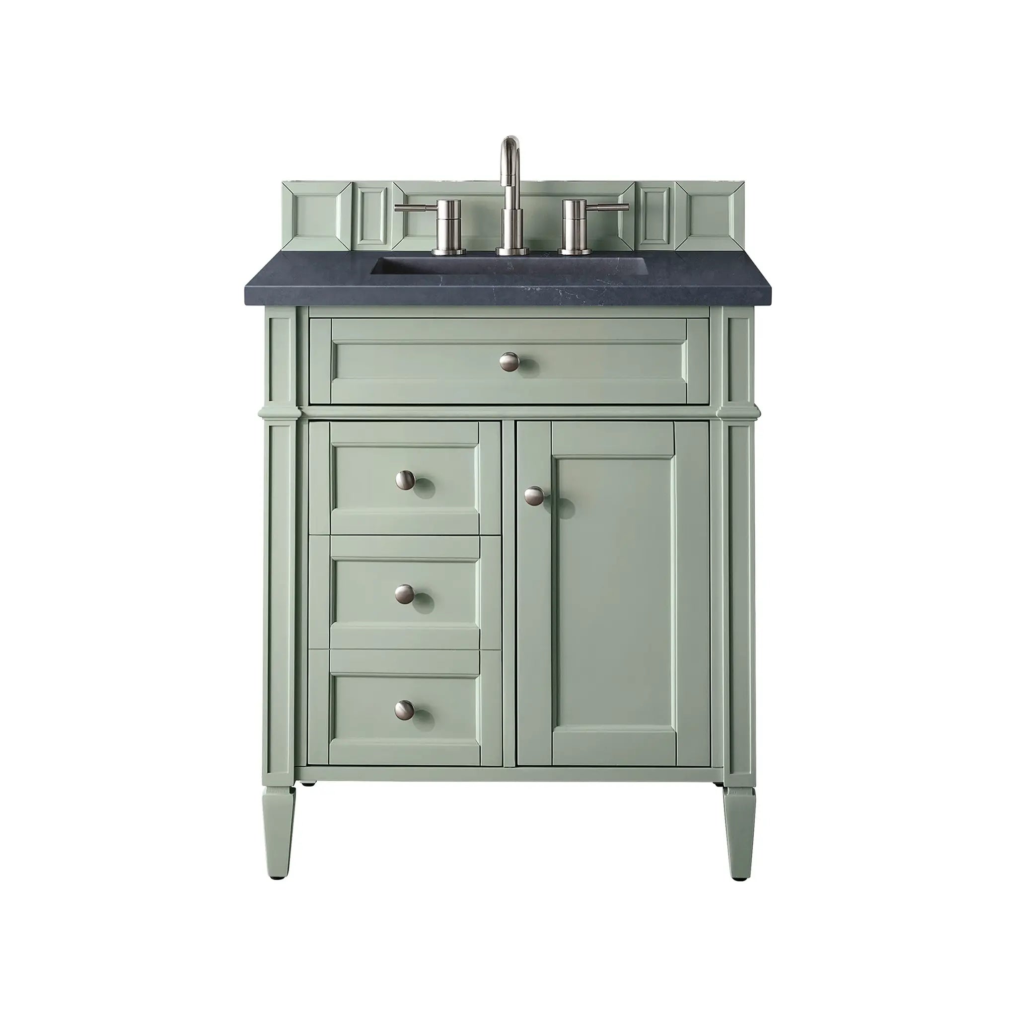 30" Brittany Single Vanity in Sage Green-Charcoal Soapstone Silestone-8" Widespread image