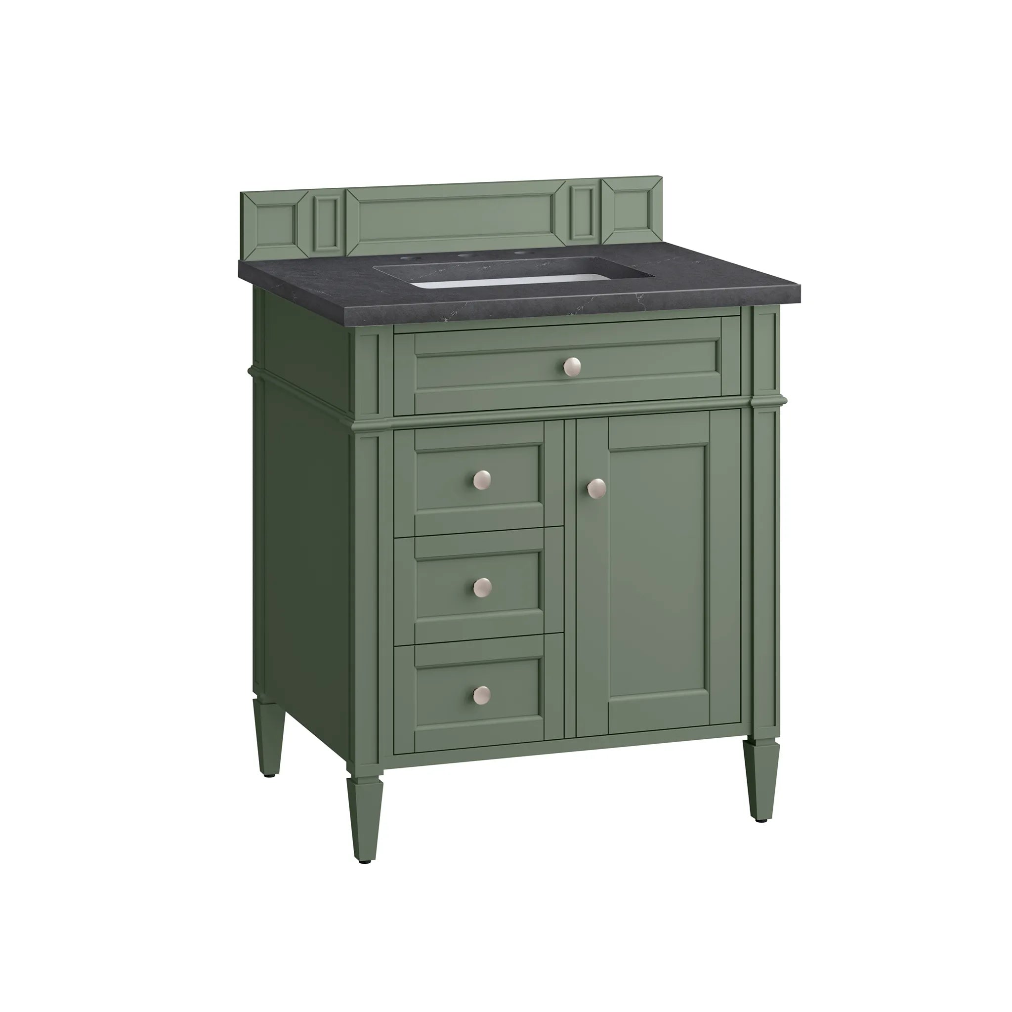 30" Brittany Single Vanity in Smokey Celadon-Charcoal Soapstone Silestone-8" Widespread image 5