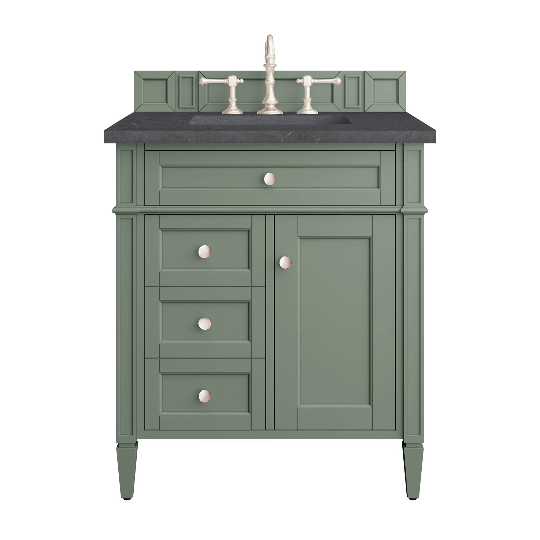 30" Brittany Single Vanity in Smokey Celadon-Charcoal Soapstone Silestone-8" Widespread image
