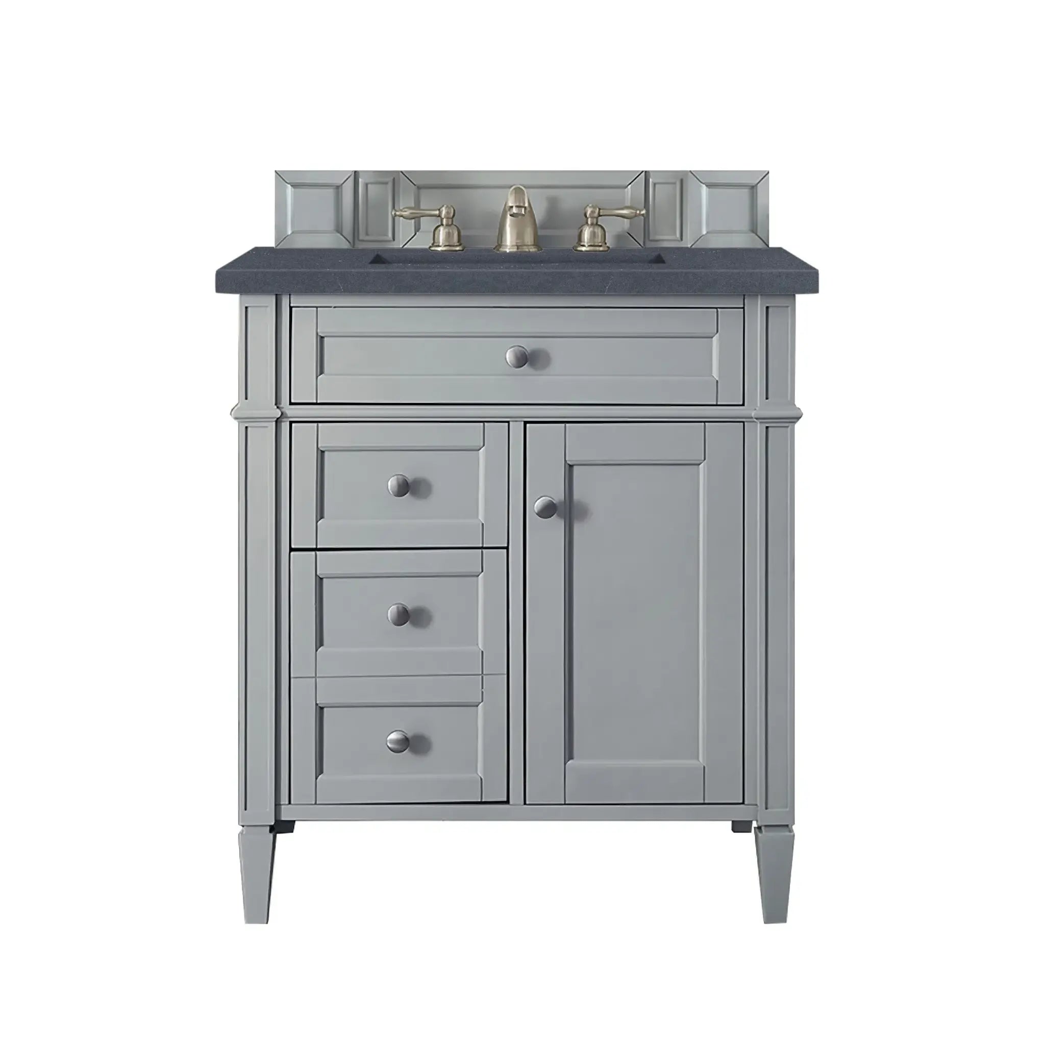 30" Brittany Single Vanity in Urban Gray-Charcoal Soapstone Silestone-8" Widespread image
