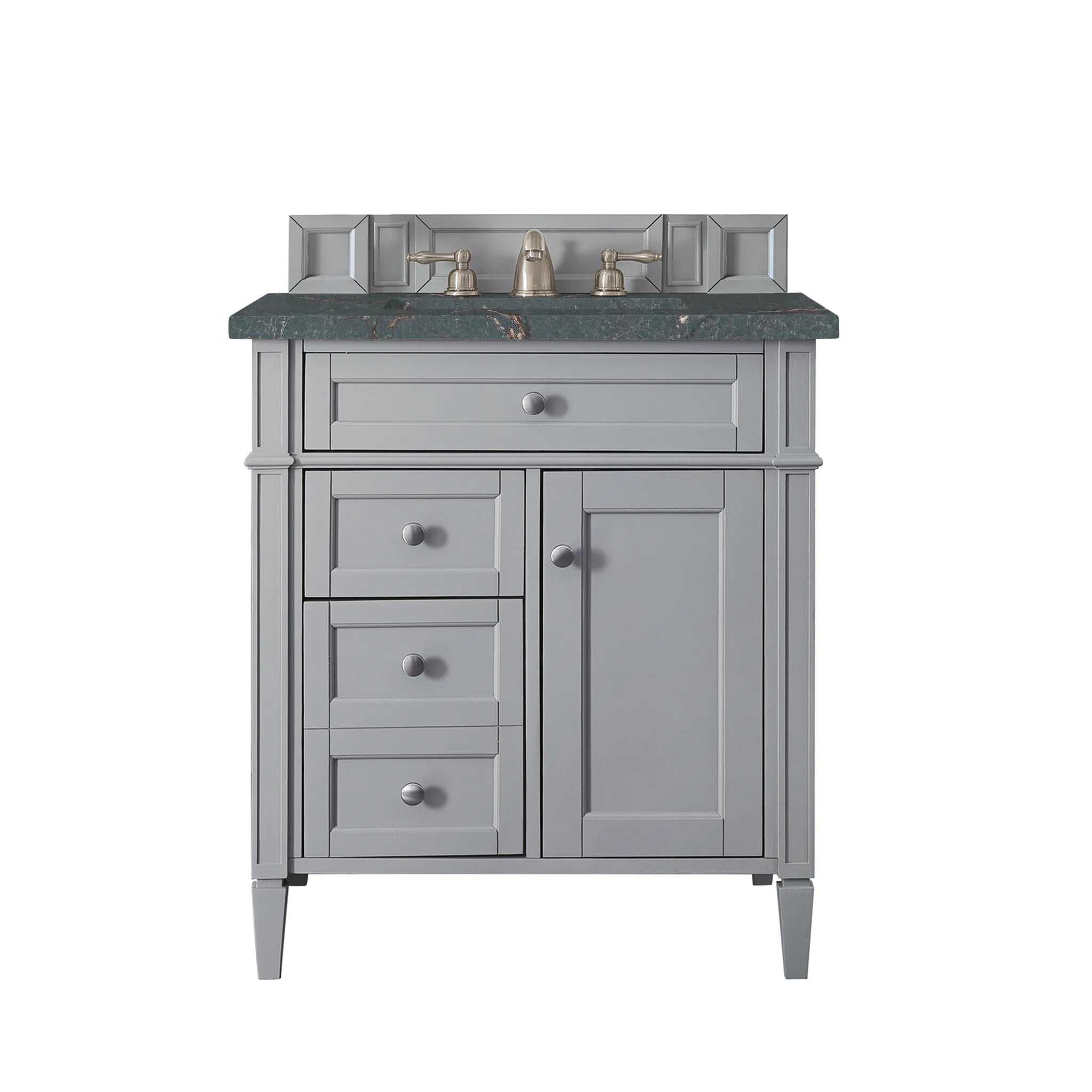 30" Brittany Single Vanity in Urban Gray-Parisien Bleu Silestone-8" Widespread image