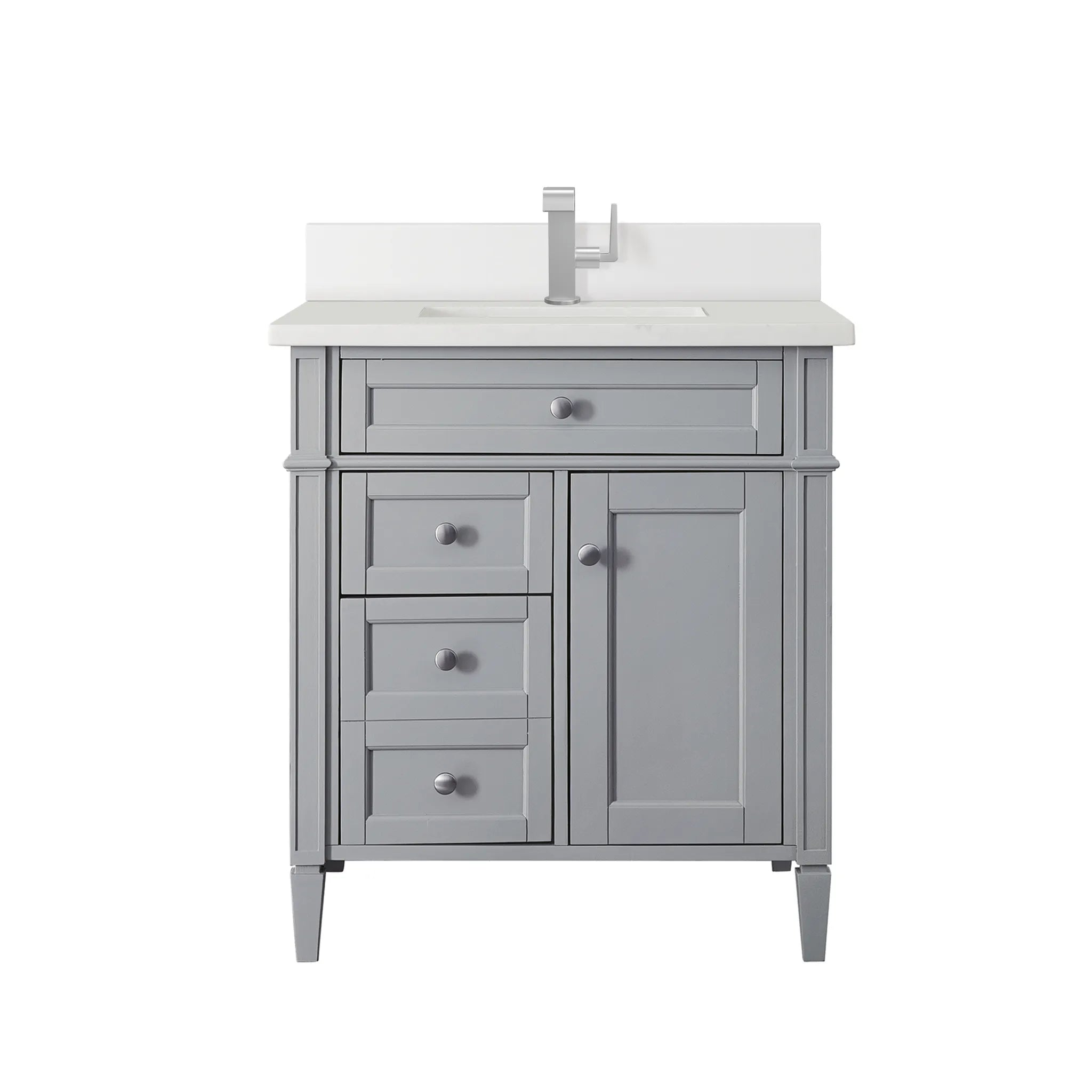 30" Brittany Single Vanity in Urban Gray-White Zeus Silestone & Backsplash-Single Hole image