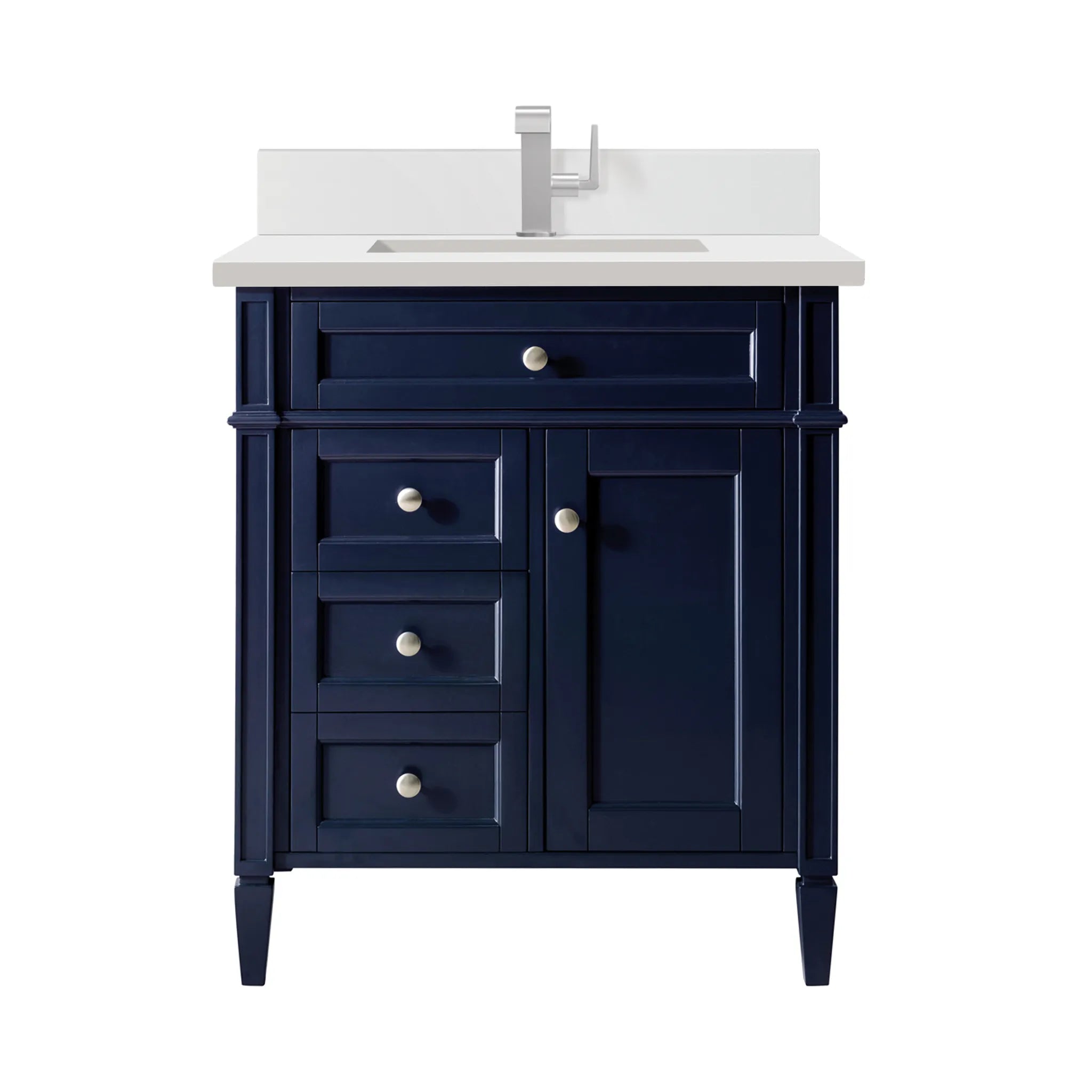 30" Brittany Single Vanity in Victory Blue-White Zeus Silestone & Backsplash-Single Hole image