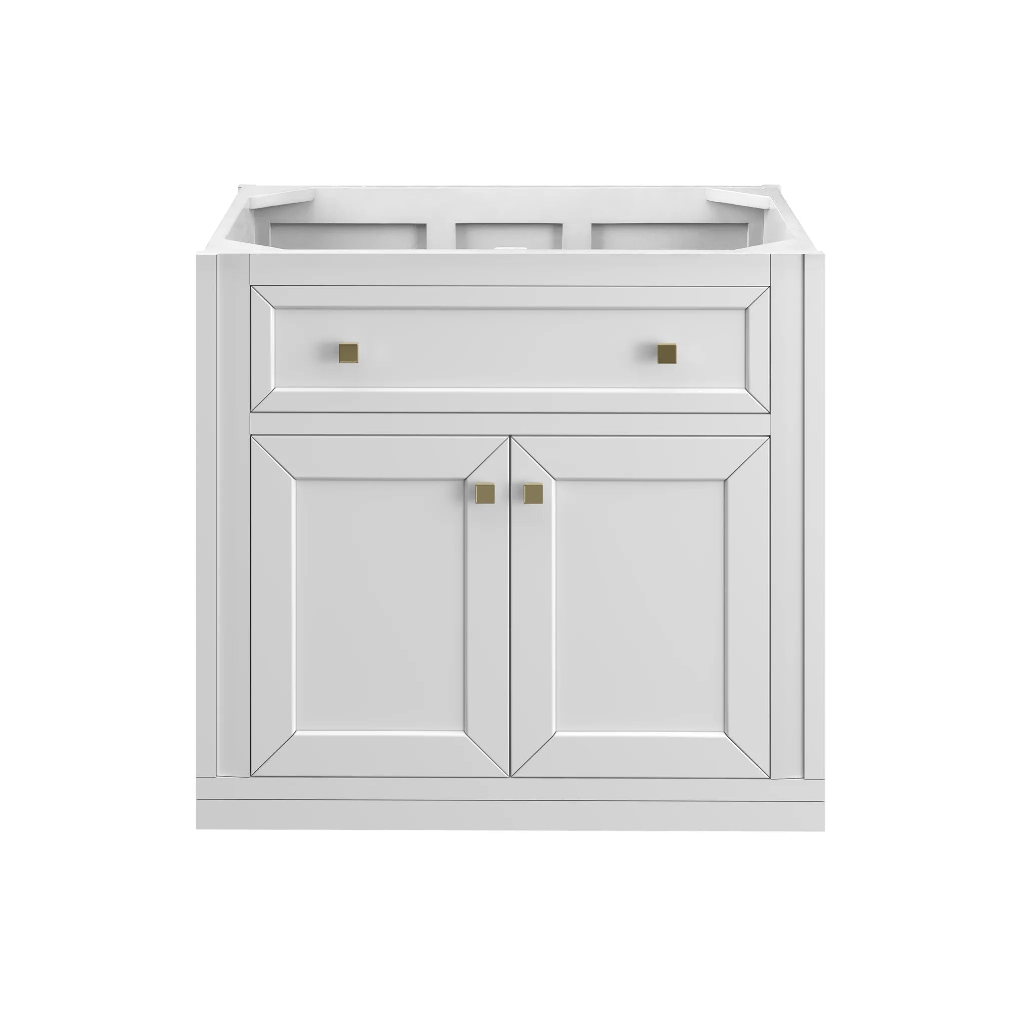 30" Chicago Single Vanity in Glossy White-Carrara White Marble-8" Widespread image 6