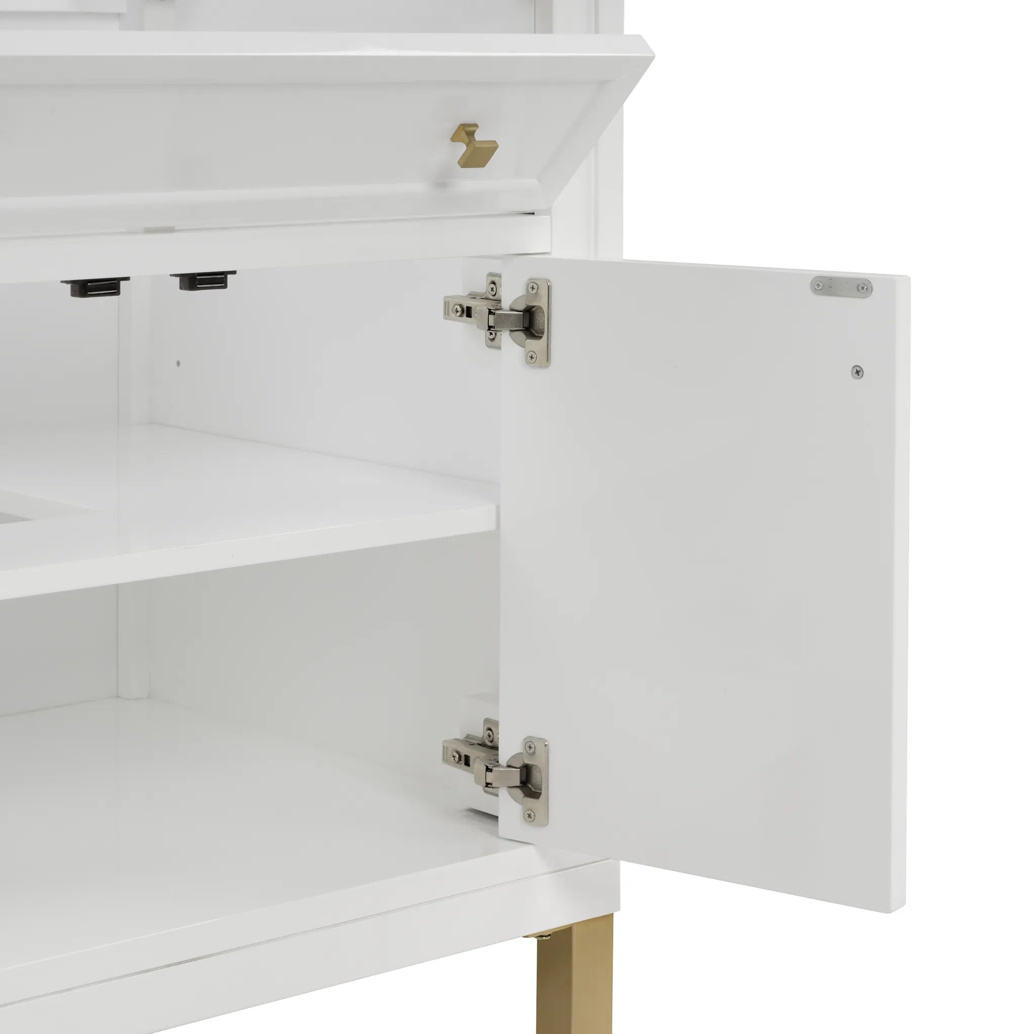 30" Chicago Single Vanity in Glossy White-Ethereal Noctis Silestone-8" Widespread image 15