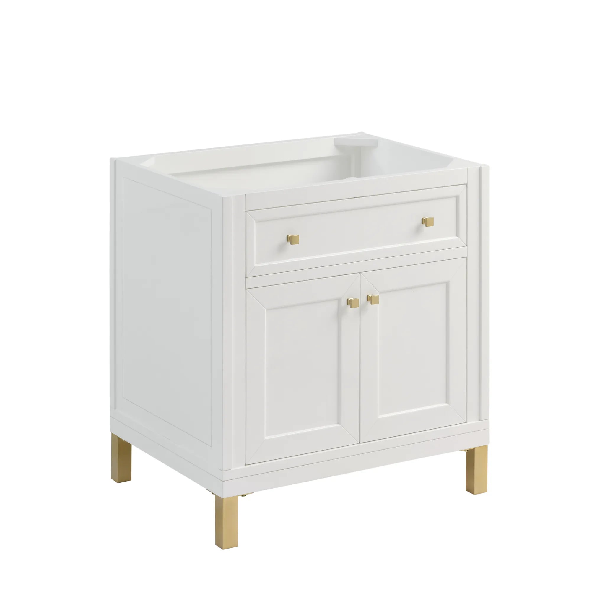 30" Chicago Single Vanity in Glossy White-White Zeus Silestone & Backsplash-Single Hole image 1