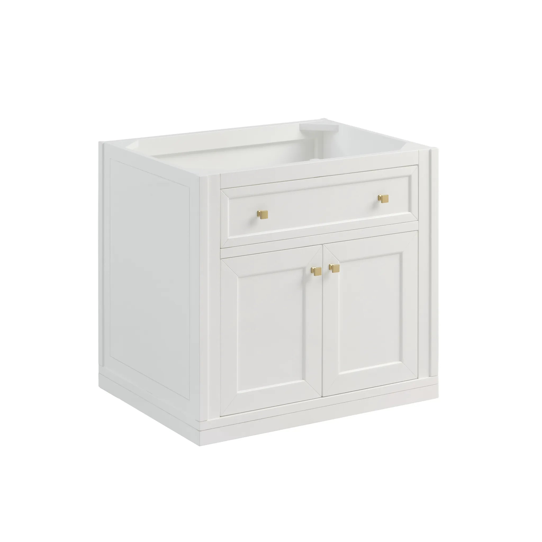 30" Chicago Single Vanity in Glossy White-White Zeus Silestone & Backsplash-Single Hole image 2