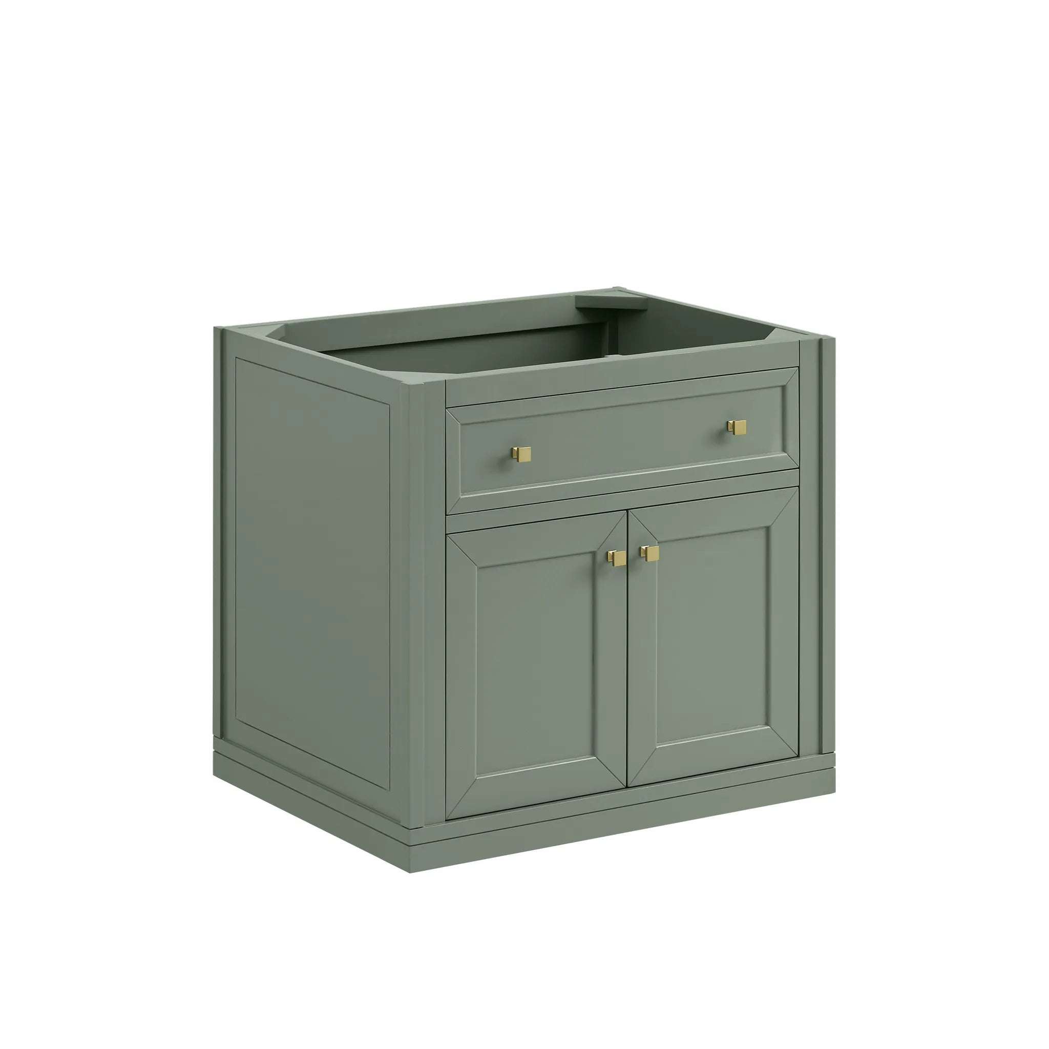 30" Chicago Single Vanity in Smokey Celadon-Victorian Silver Silestone-8" Widespread image 2