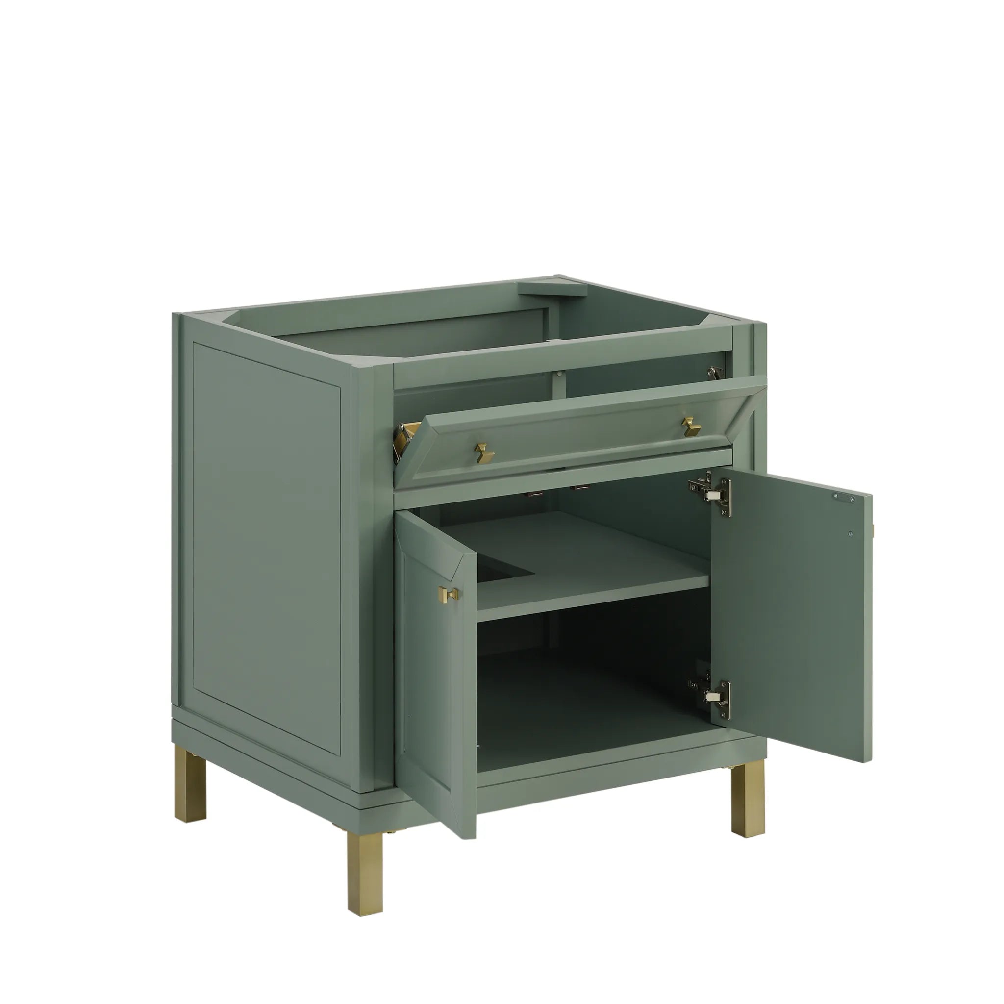 30" Chicago Single Vanity in Smokey Celadon-White Zeus Silestone-8" Widespread image 8