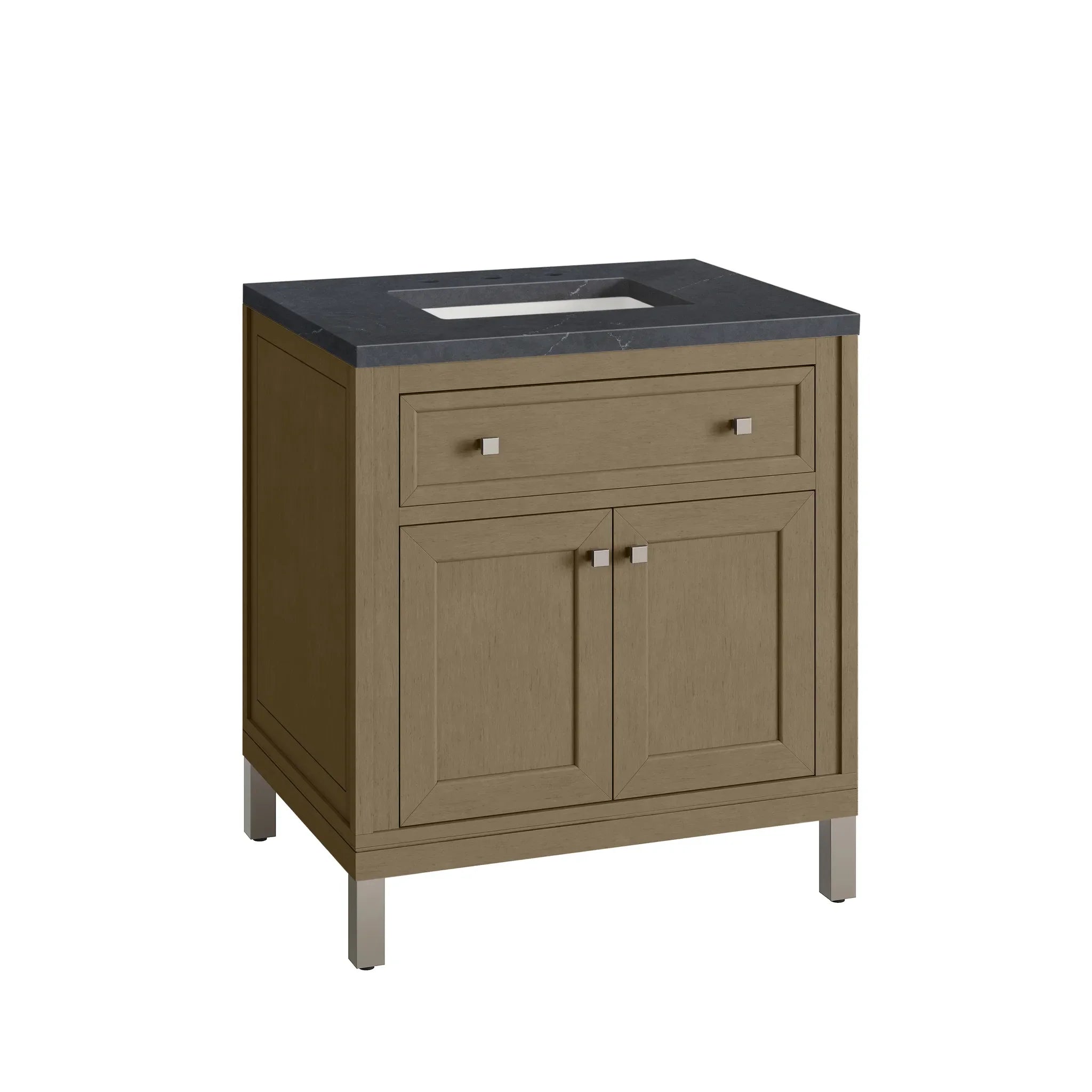 30" Chicago Single Vanity in Walnut Whisper-Charcoal Soapstone Silestone-8" Widespread image 19