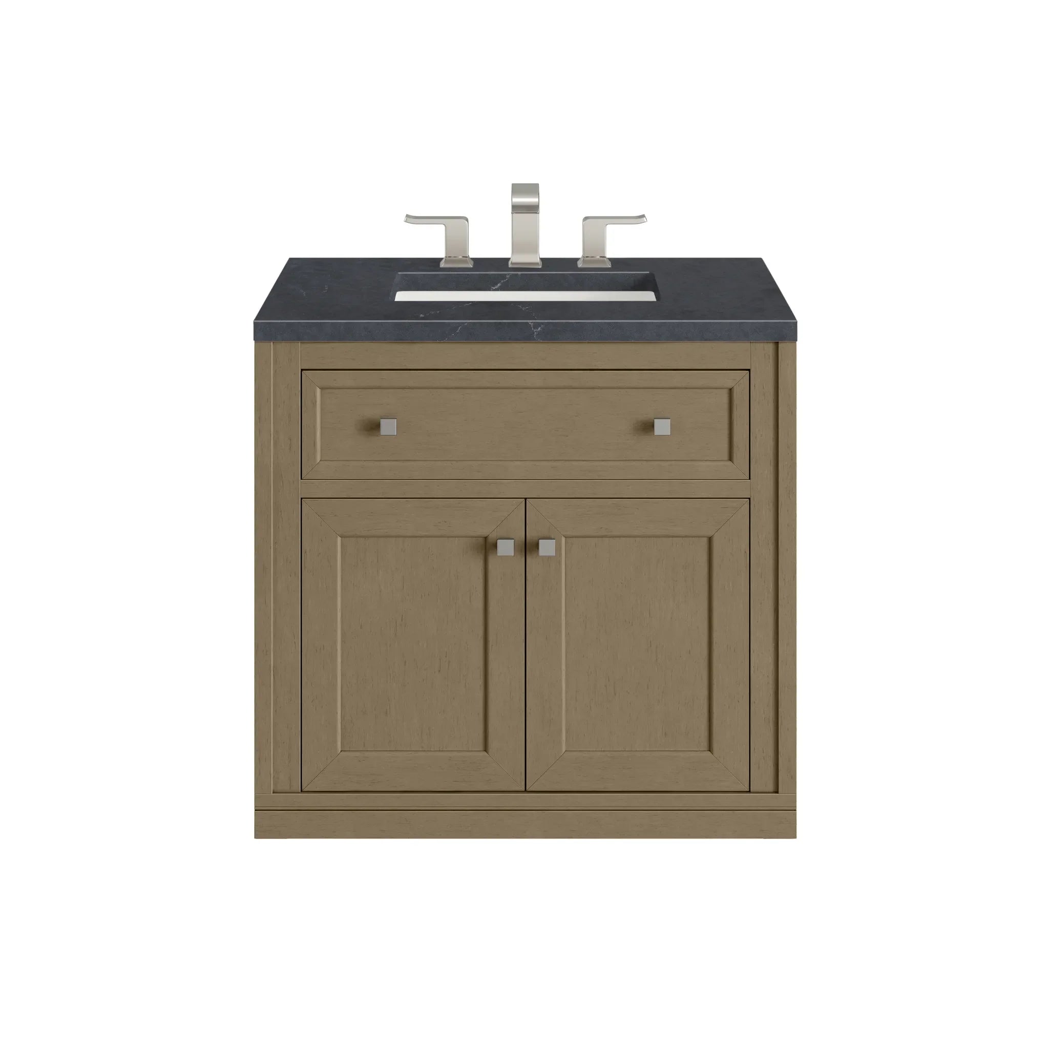 30" Chicago Single Vanity in Walnut Whisper-Charcoal Soapstone Silestone-8" Widespread image 2
