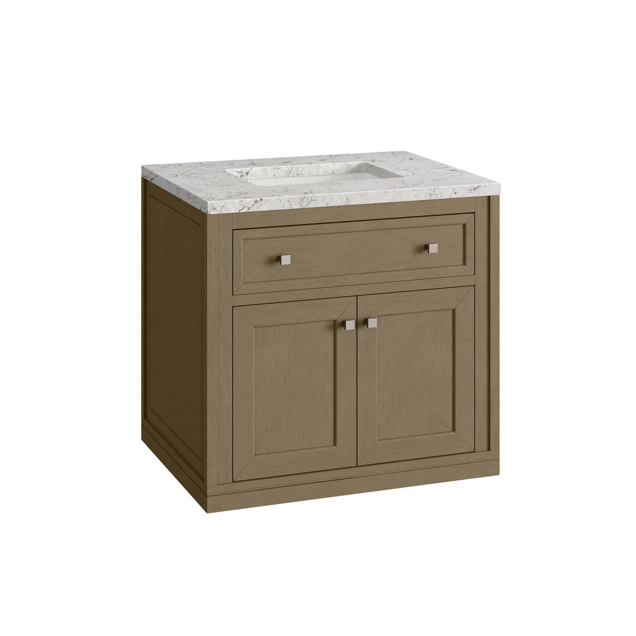 30" Chicago Single Vanity in Walnut Whisper-Eternal Jasmine Pearl Silestone-8" Widespread image 20